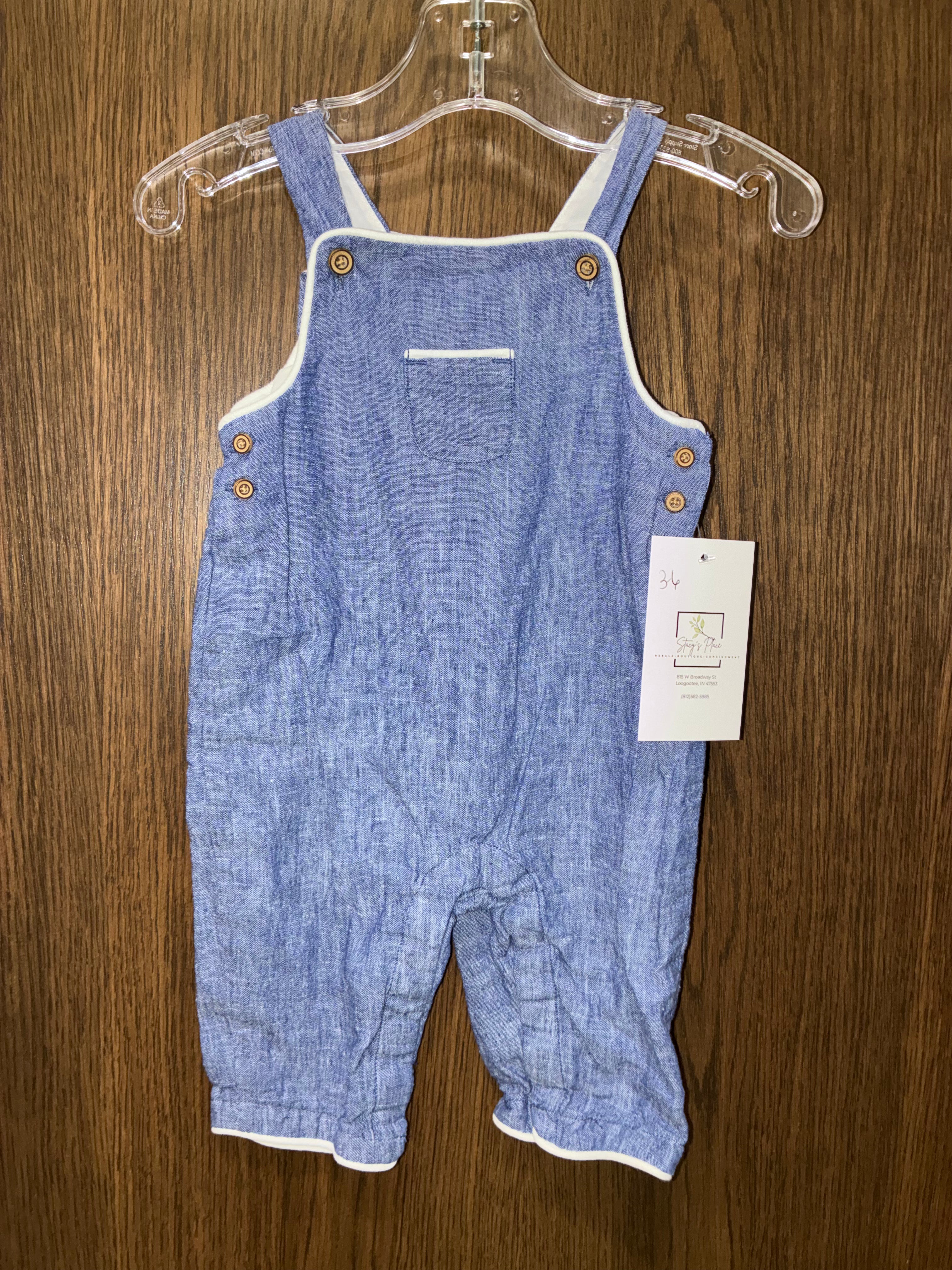 Janie & Jack Boys Overall Romper Size 3-6 Months EUC