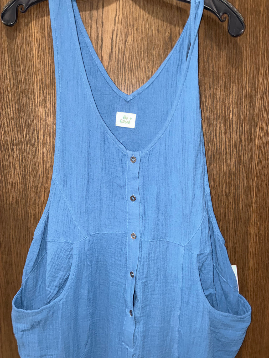 Blue Buttercup Wide Leg Linen Romper Size Large