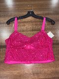 Sash & Soul Magenta Cut Out Sequin Crop Tank Top Large NWT
