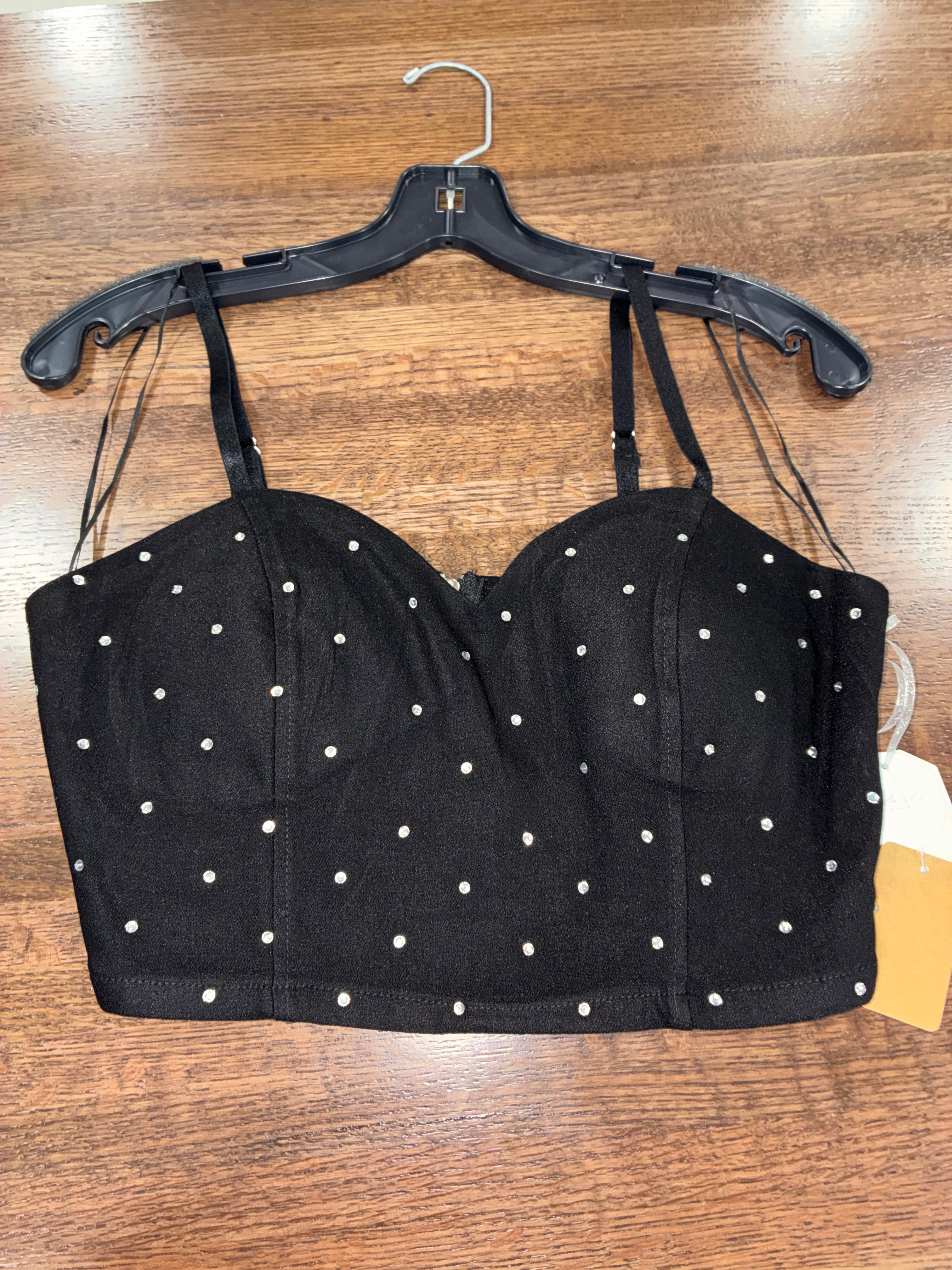 Blasted Coralee Rhinestone Crop Corsette Crop Top Size Large NWT