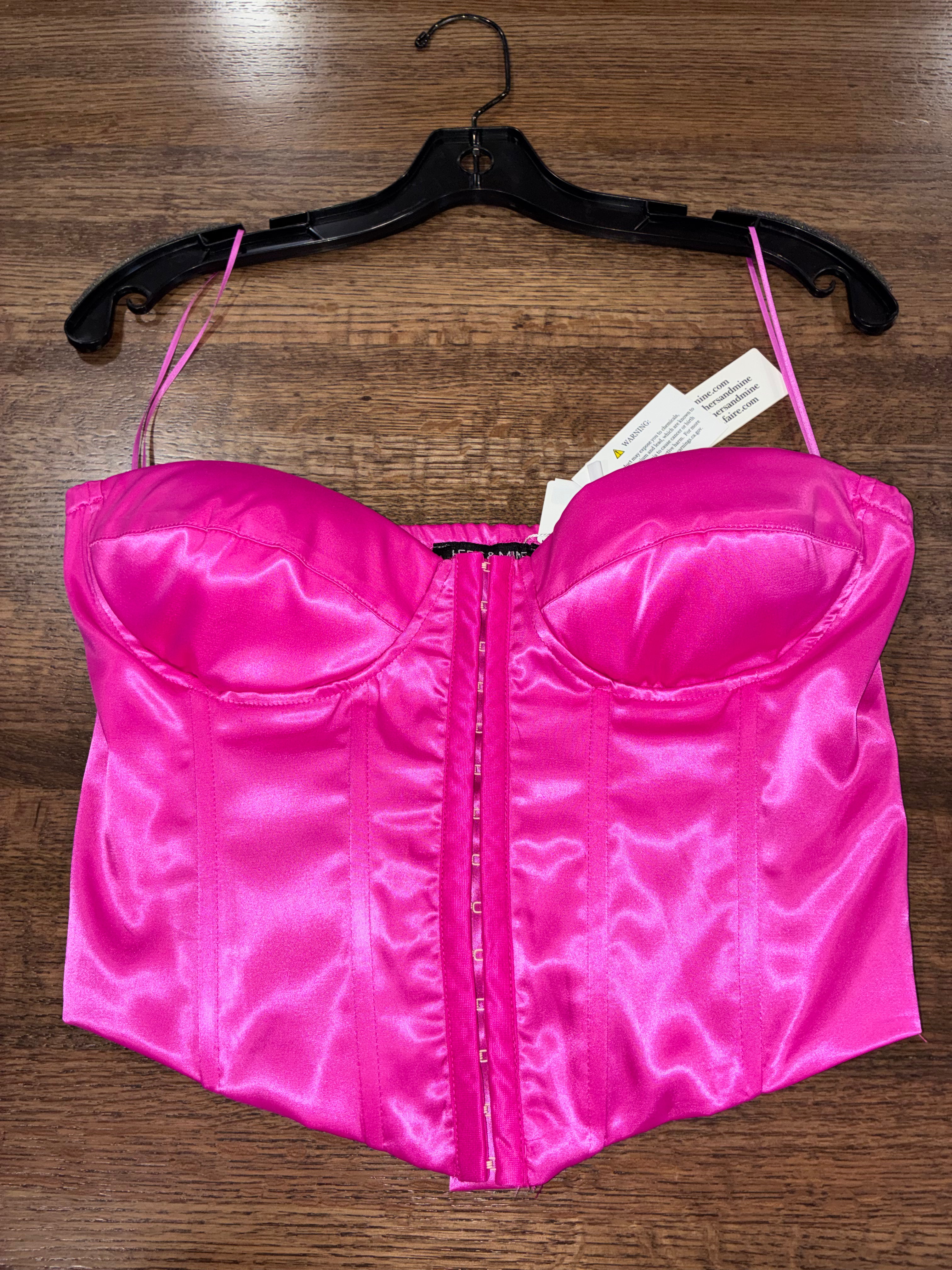 Hers & Mine Satin Cropped Corset Top Size Large NWT