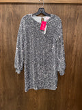 Jess Lea Silver Sequin Mini Dress Size NWT Medium
