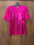 Lime Lush Boutique Sequin Pink Top Medium