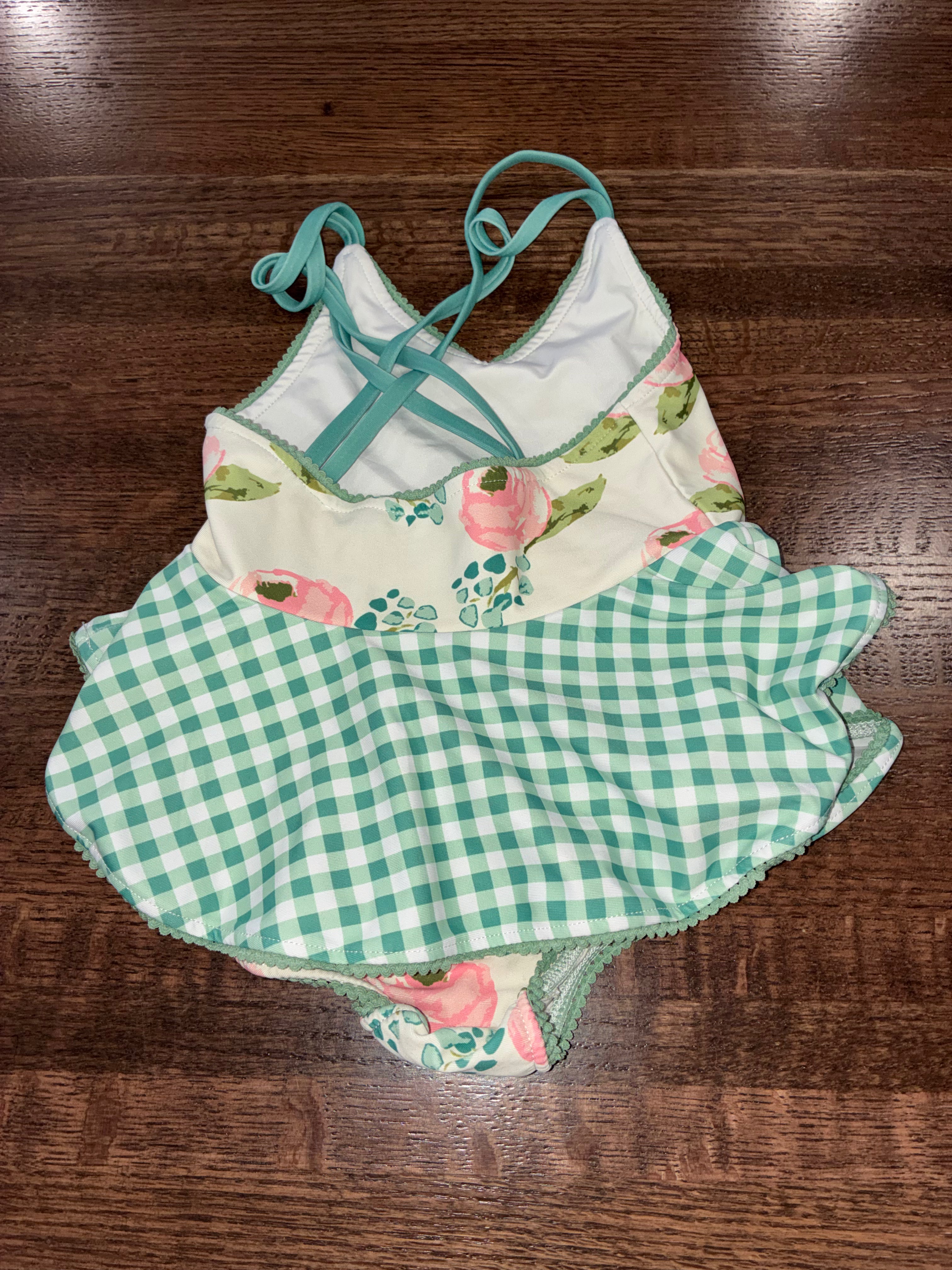 Sweet Honey Gingham Girl Swimsuit Size 2T