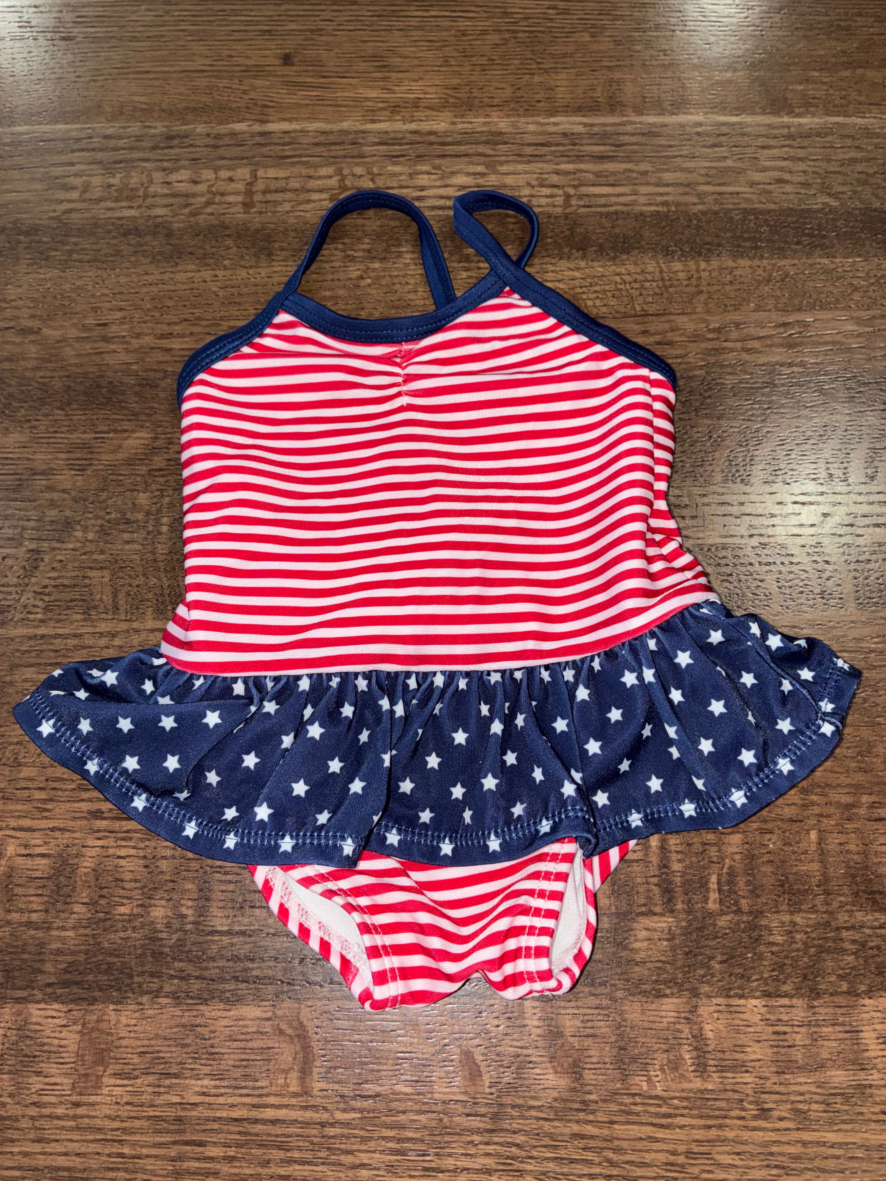 Old Navy Baby Girls USA Flag Swimsuit 3-6 Months