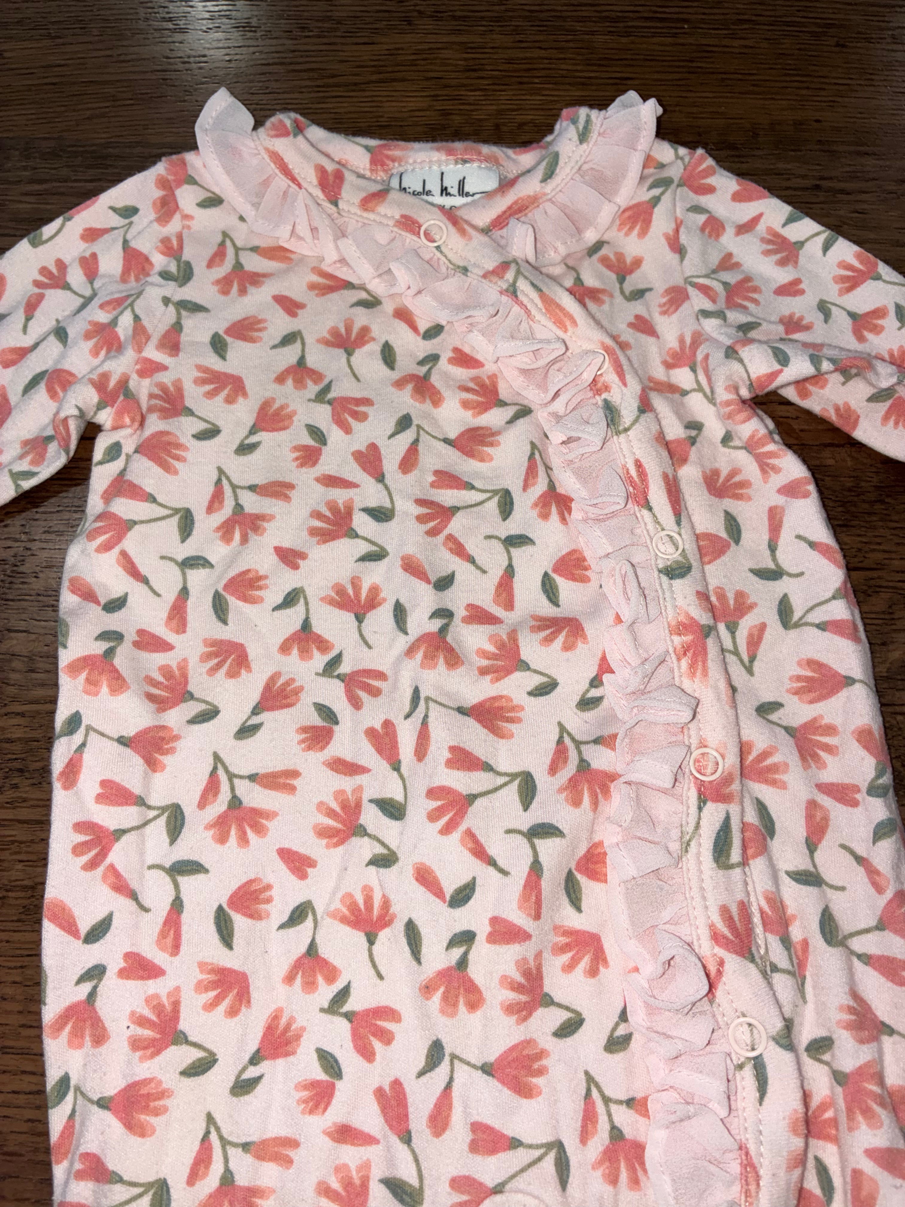 Nicole Miller Girl’s Ruffle Footie Romper 6-9 Months