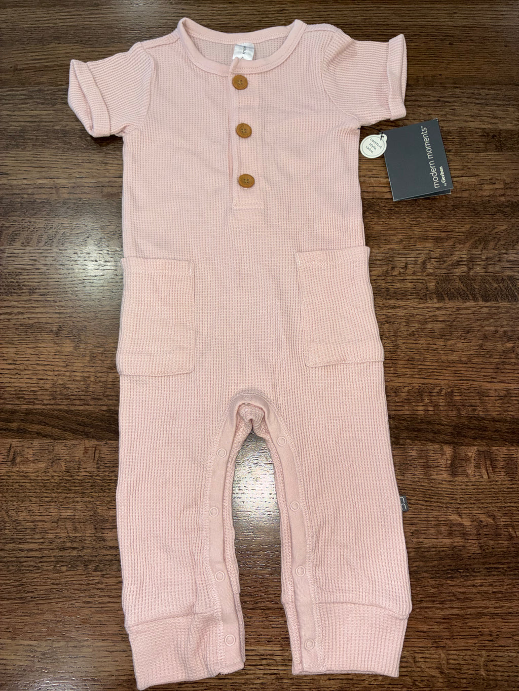 Modern Moments Girl’s Waffle   Organic Romper 6-9 Months NWT