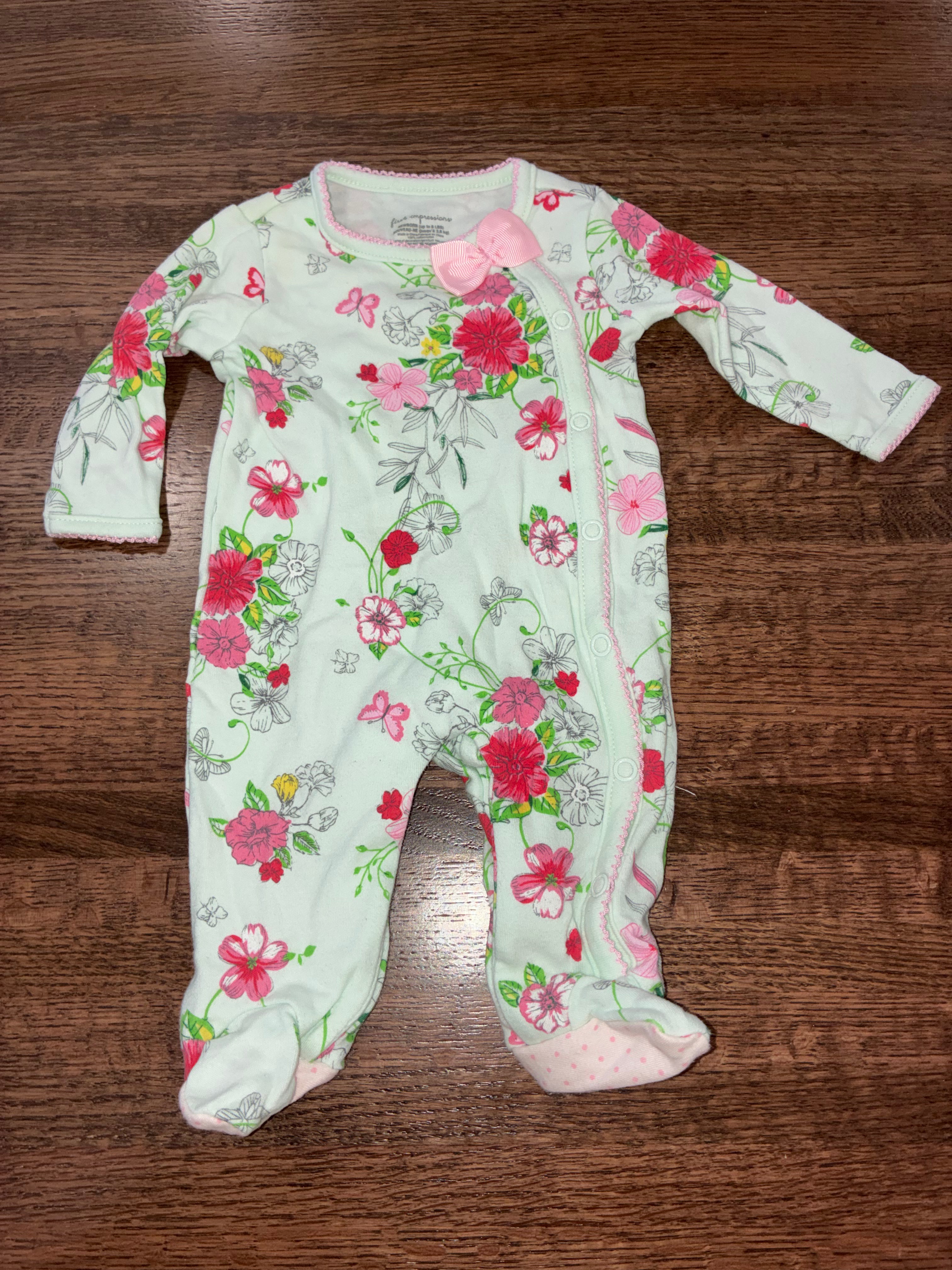 First Impressions Girl’s Floral Footie Romper 6-9 Newborn