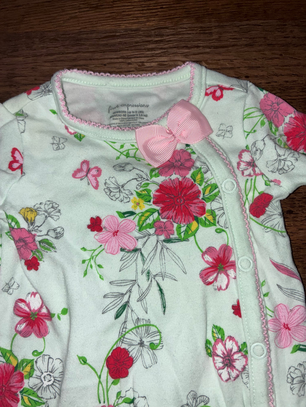 First Impressions Girl’s Floral Footie Romper 6-9 Newborn