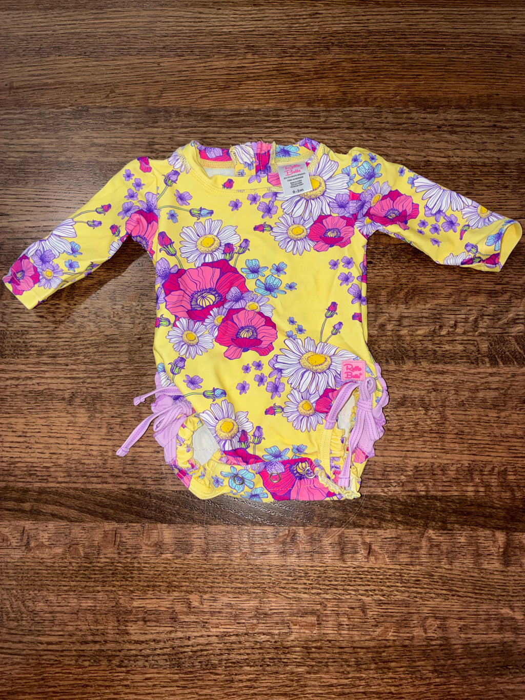 Ruffle Butts Floral Long Sleeve One Piece Rash Guard 0-3 Months New Condition