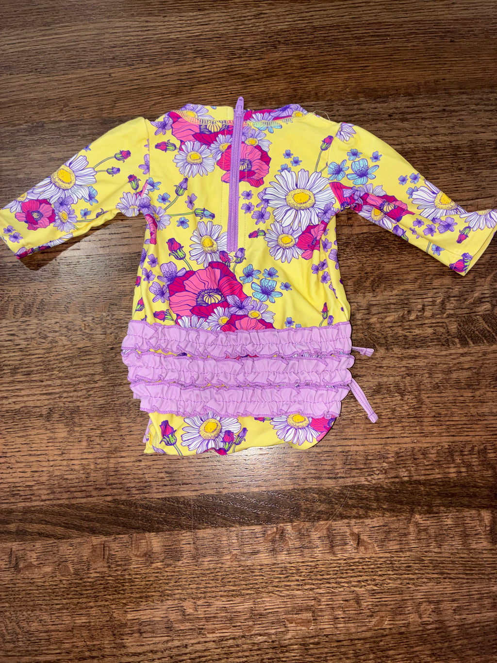 Ruffle Butts Floral Long Sleeve One Piece Rash Guard 0-3 Months New Condition