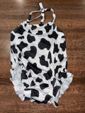 Boutique Girl’s Cow Print One Piece Halter Top Swimsuit 12-18 Months New Condition