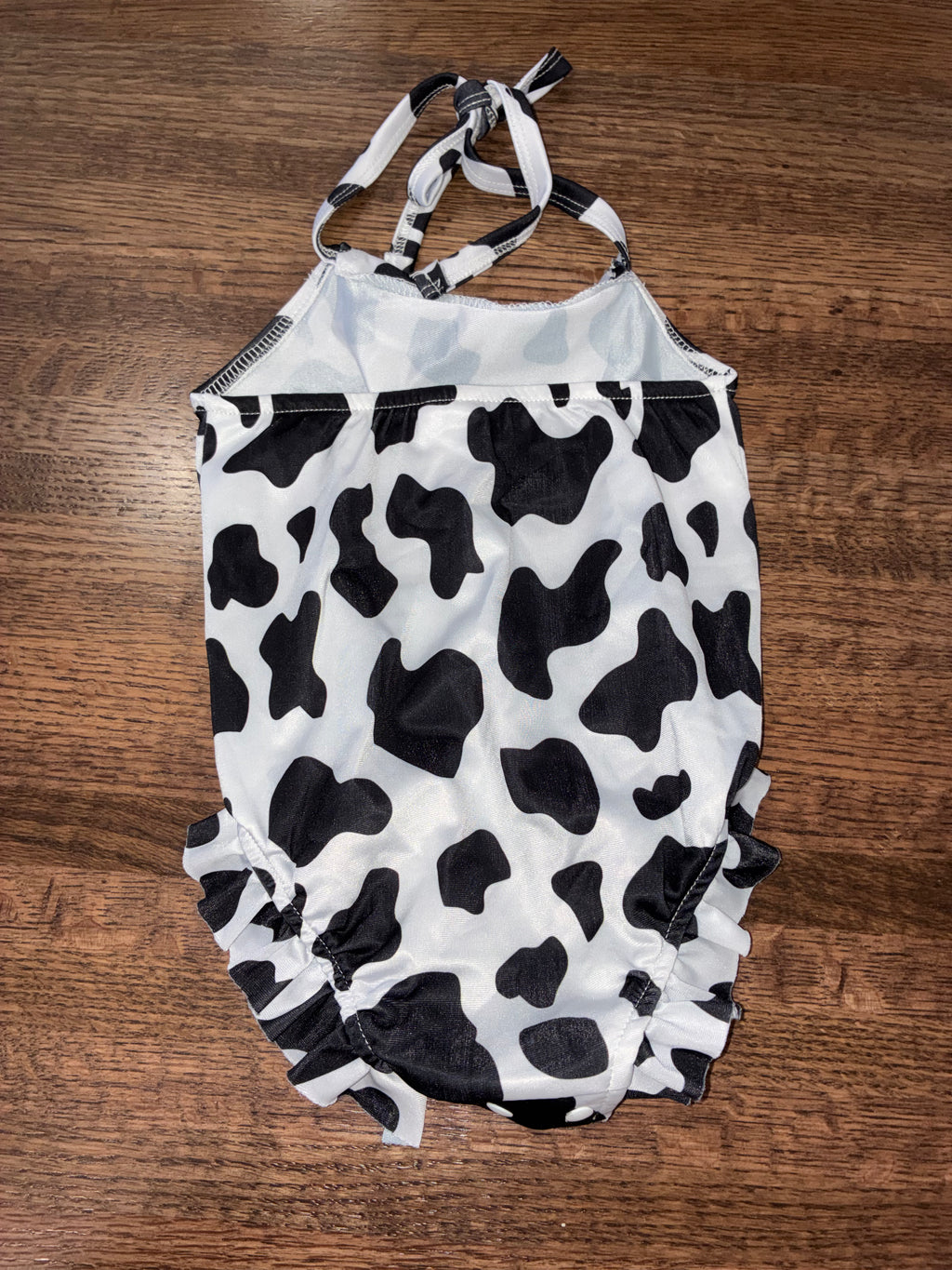 Boutique Girl’s Cow Print One Piece Halter Top Swimsuit 12-18 Months New Condition