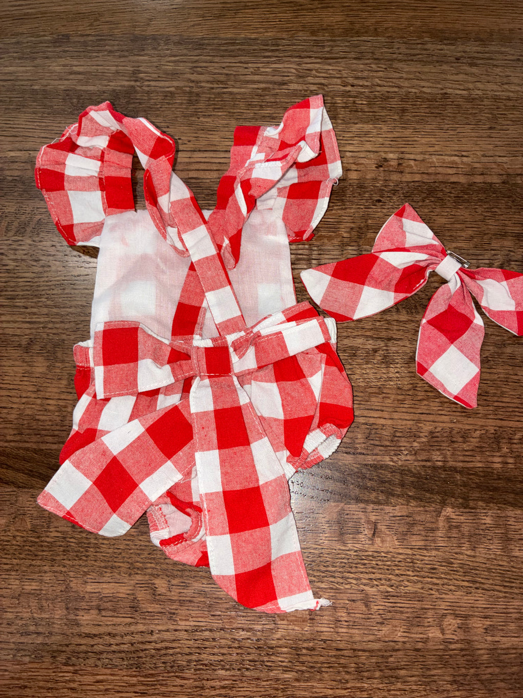 Handmade Girls Gingham Check Bubble Romper 0-3 Perfect for the 4th of July