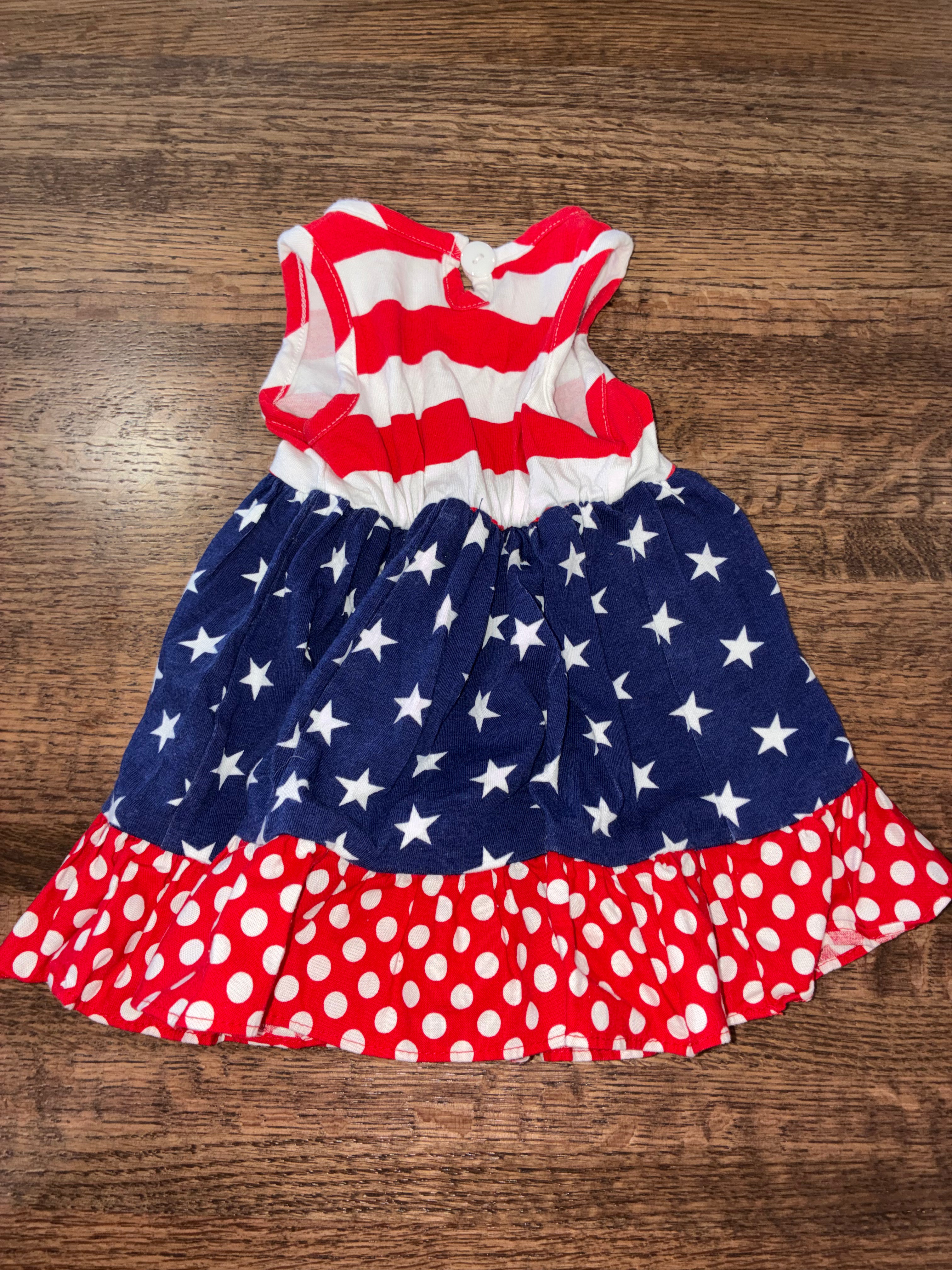 Ricrac & Ruffles Girl’s American Flag Tank Dress Size 0-3 Months New Condition