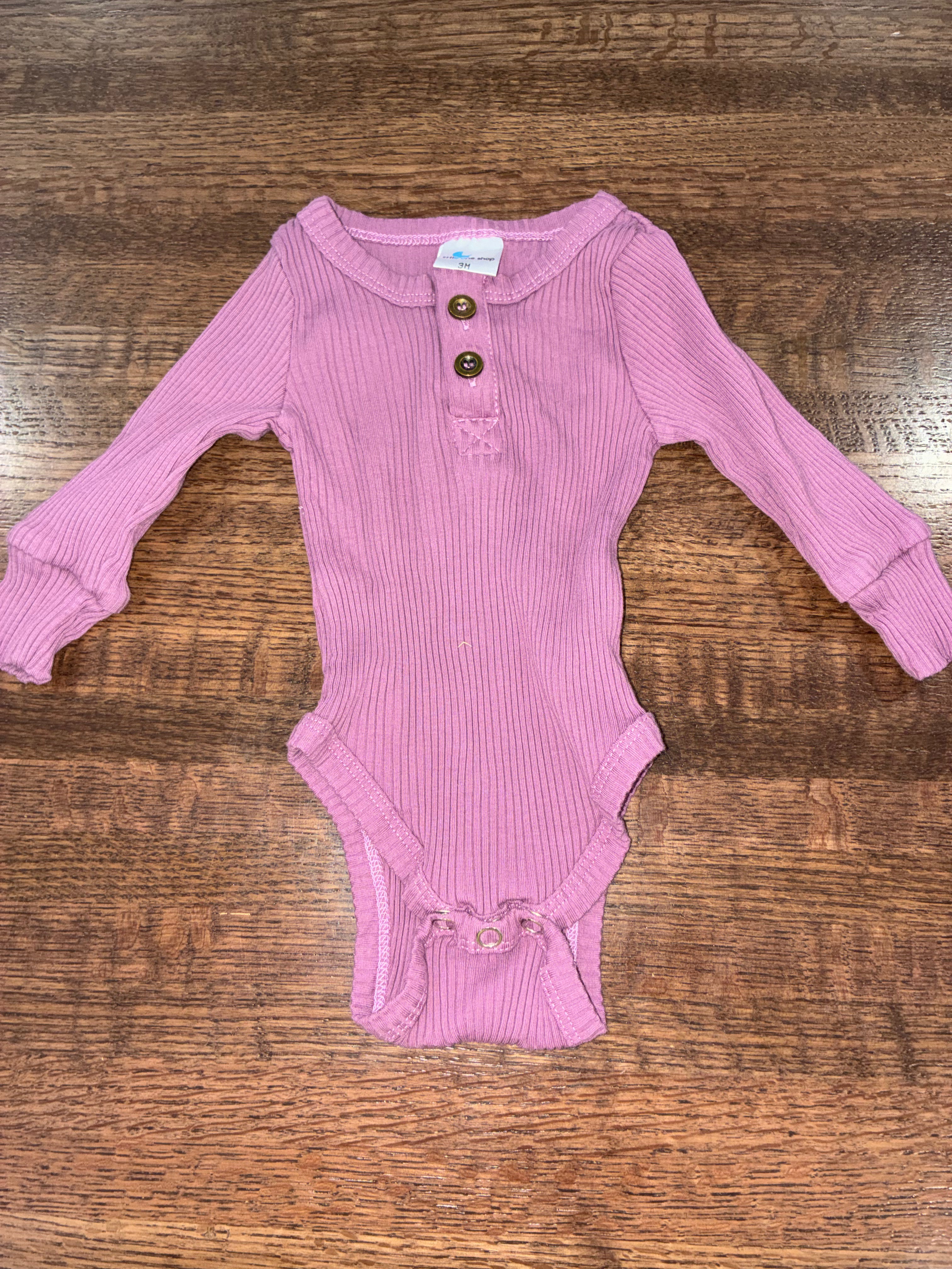 Little One Shop Co Girls Long Sleeve Onesie 3 Mos Mauve/Purple