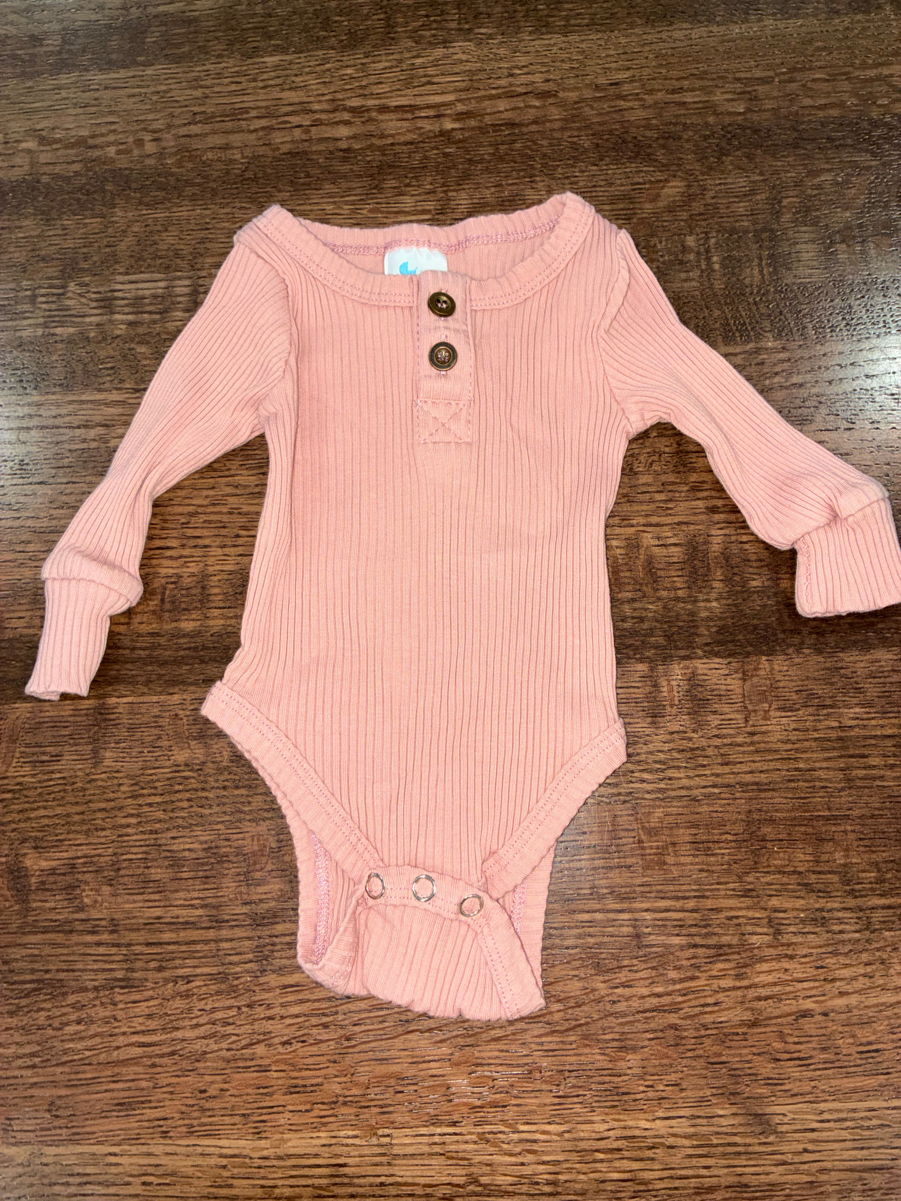 Little One Shop Co Girls Long Sleeve Onesie 3 Mos Blush Pink