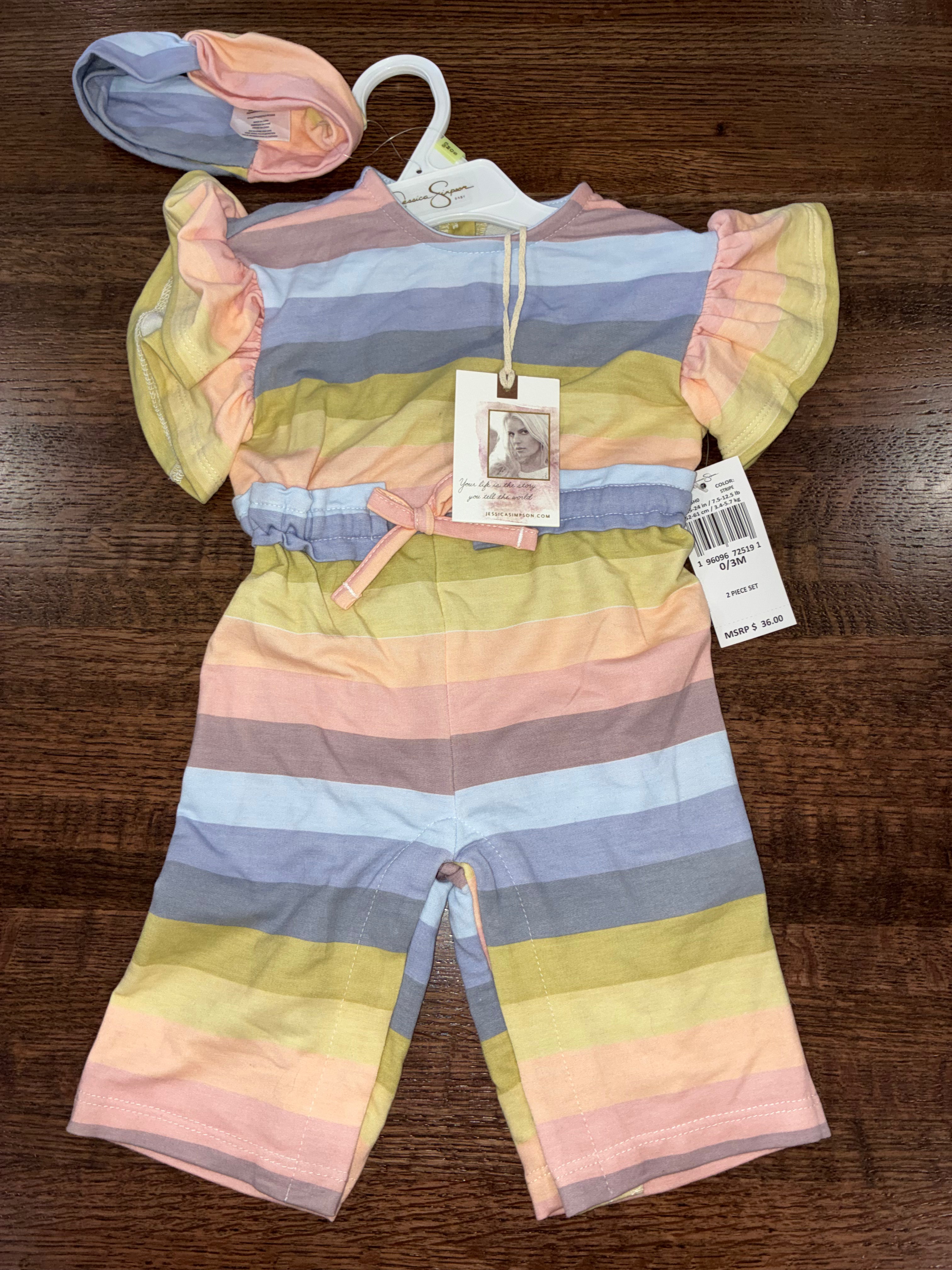 Jessica Simpson Girl’s Ruffle Sleeve Romper 0-3 3-6 6-9 Months NWT