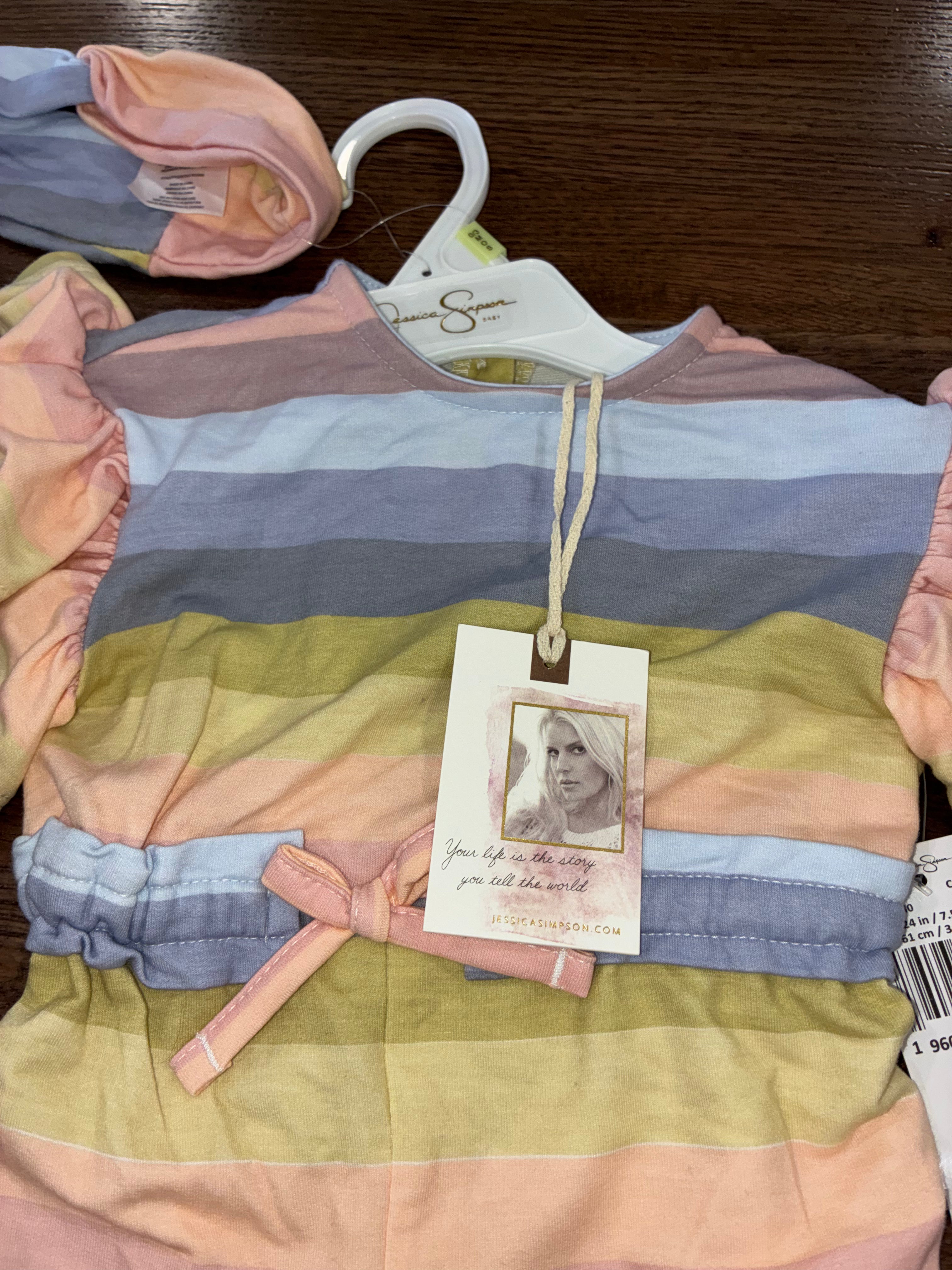 Jessica Simpson Girl’s Ruffle Sleeve Romper 0-3 3-6 6-9 Months NWT