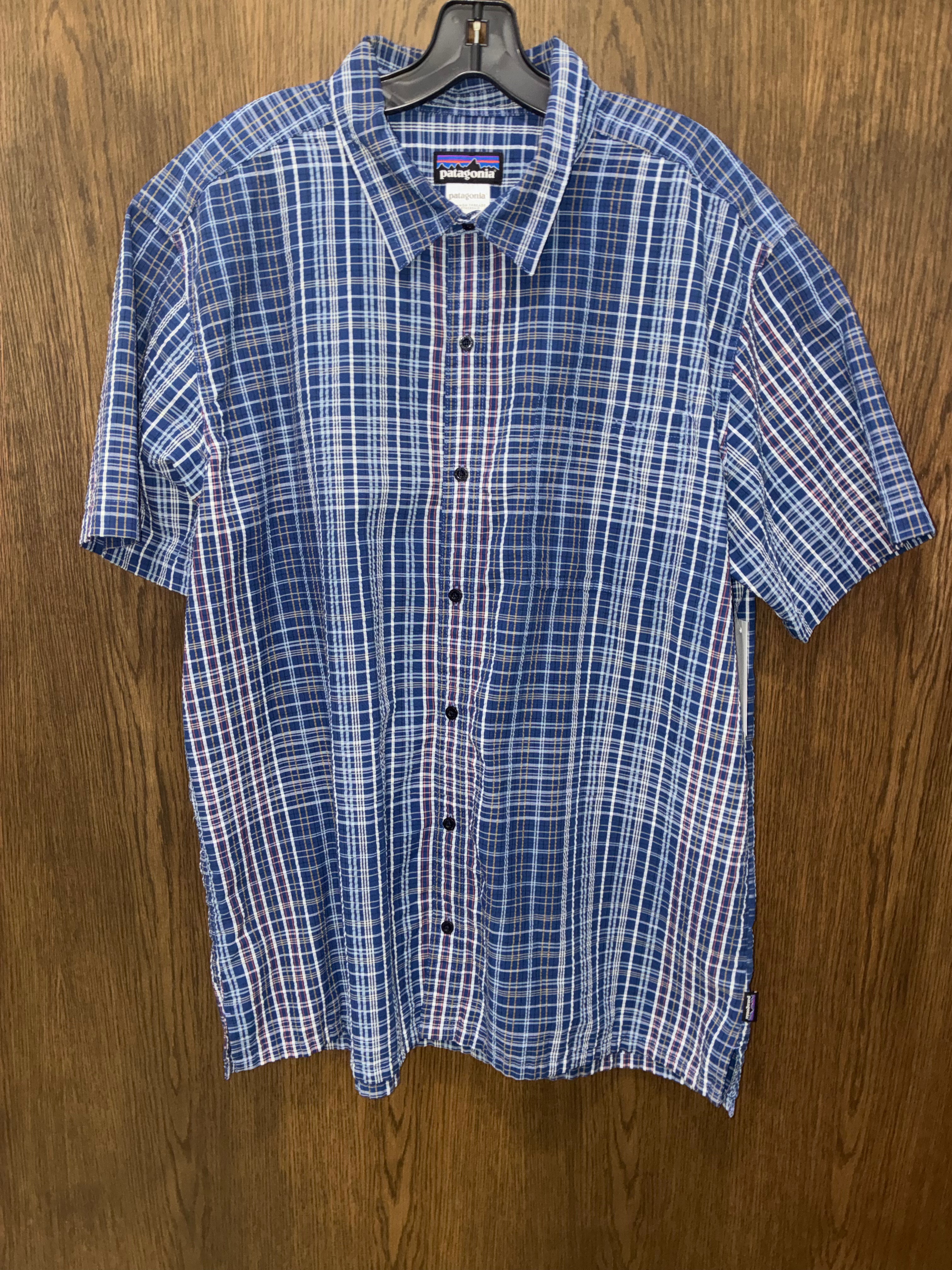 Patagonia Men's Puckerware Seersucker Short Sleeve Shirt 2XL XXL