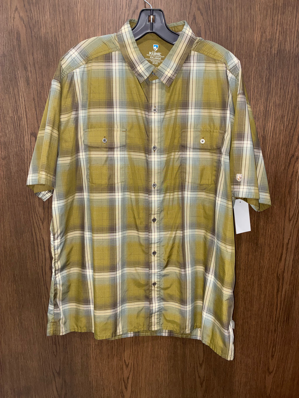 Kuhl Men's Response Short-Sleeve Plaid Button-Up Shirt in Green & Gray  XXL