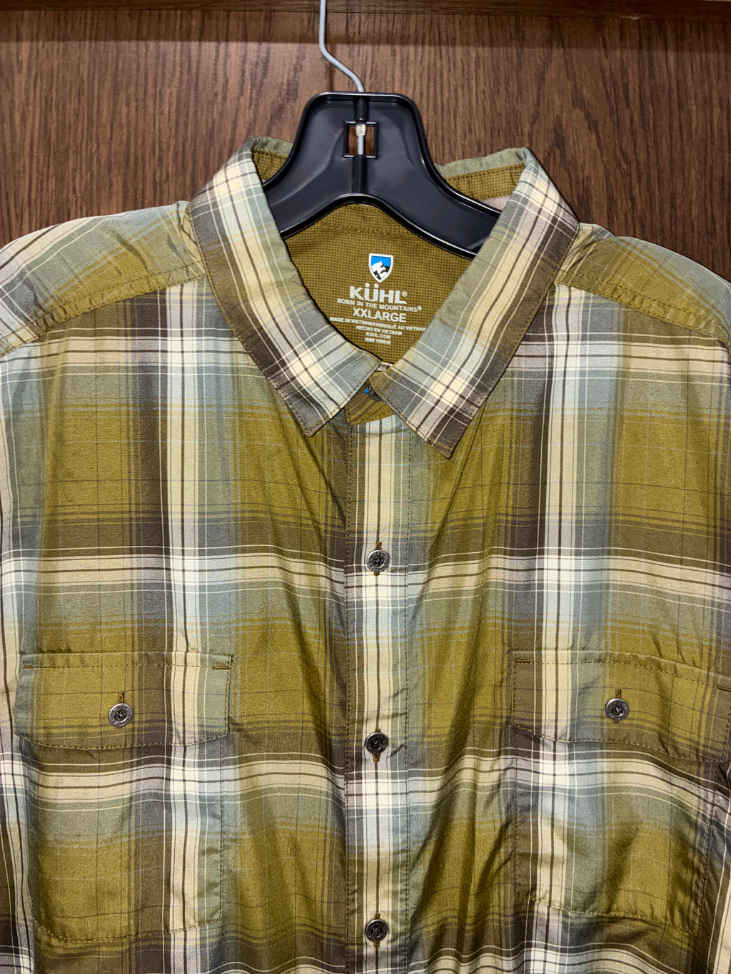 Kuhl Men's Response Short-Sleeve Plaid Button-Up Shirt in Green & Gray  XXL