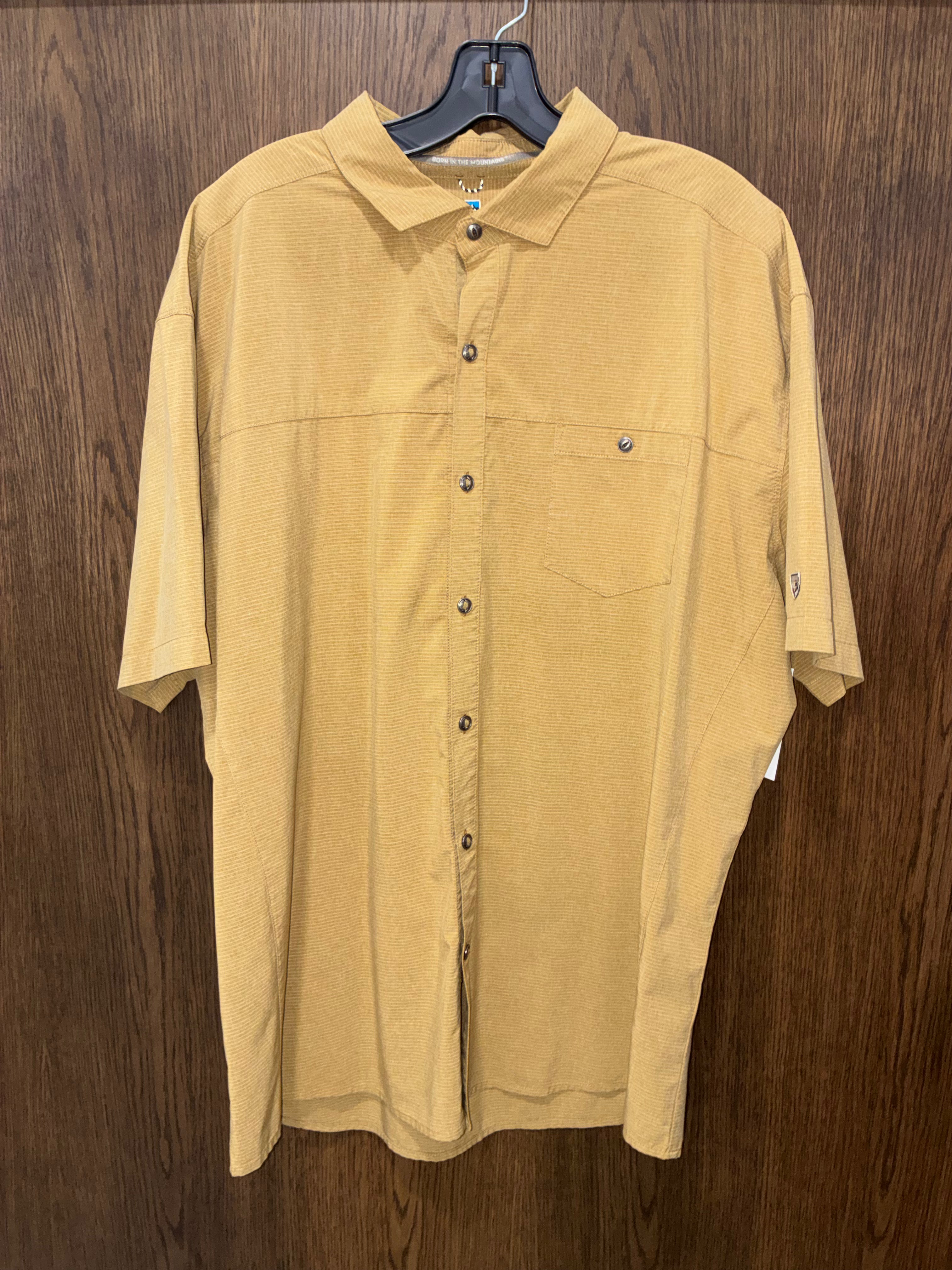 Kuhl Men's OPTIMIZR Short-Sleeve Tan Button-Up Shirt XXL