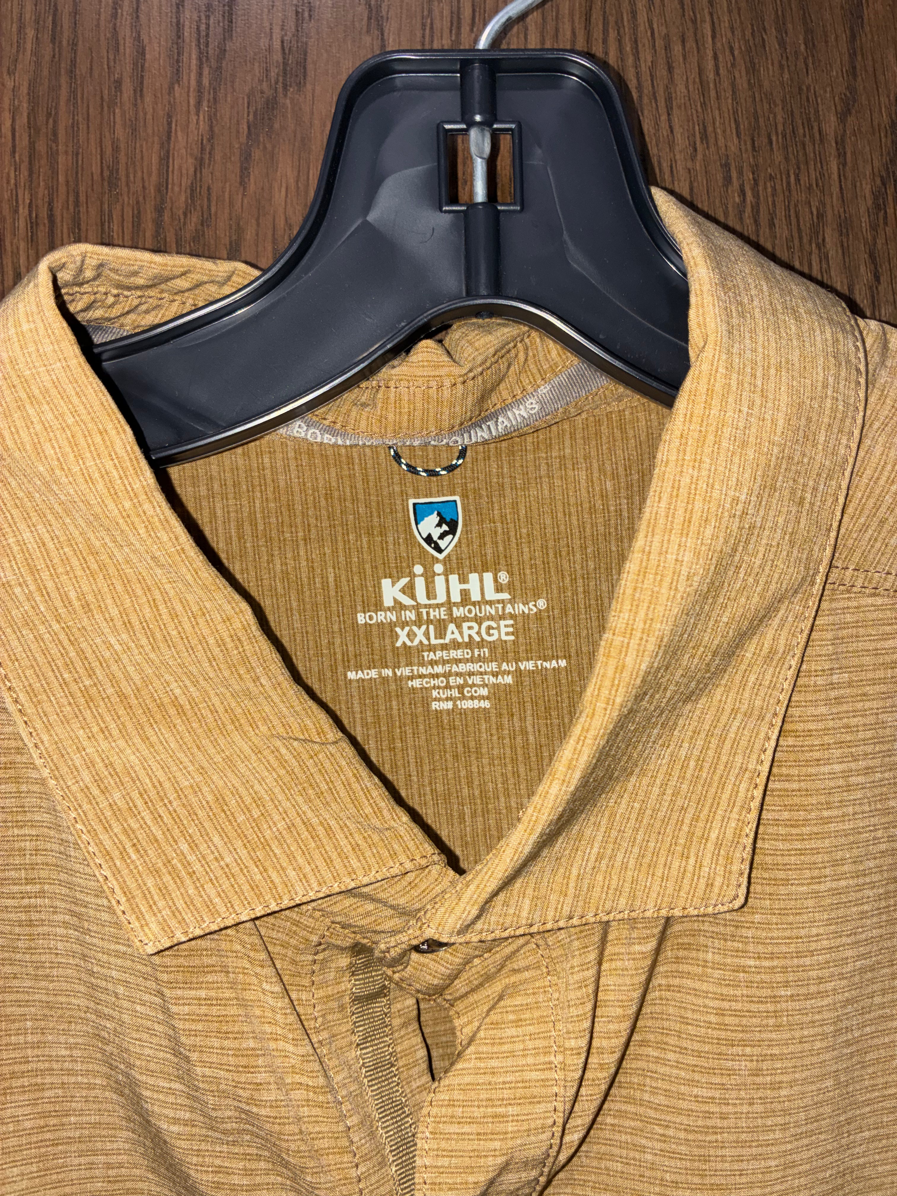 Kuhl Men's OPTIMIZR Short-Sleeve Tan Button-Up Shirt XXL