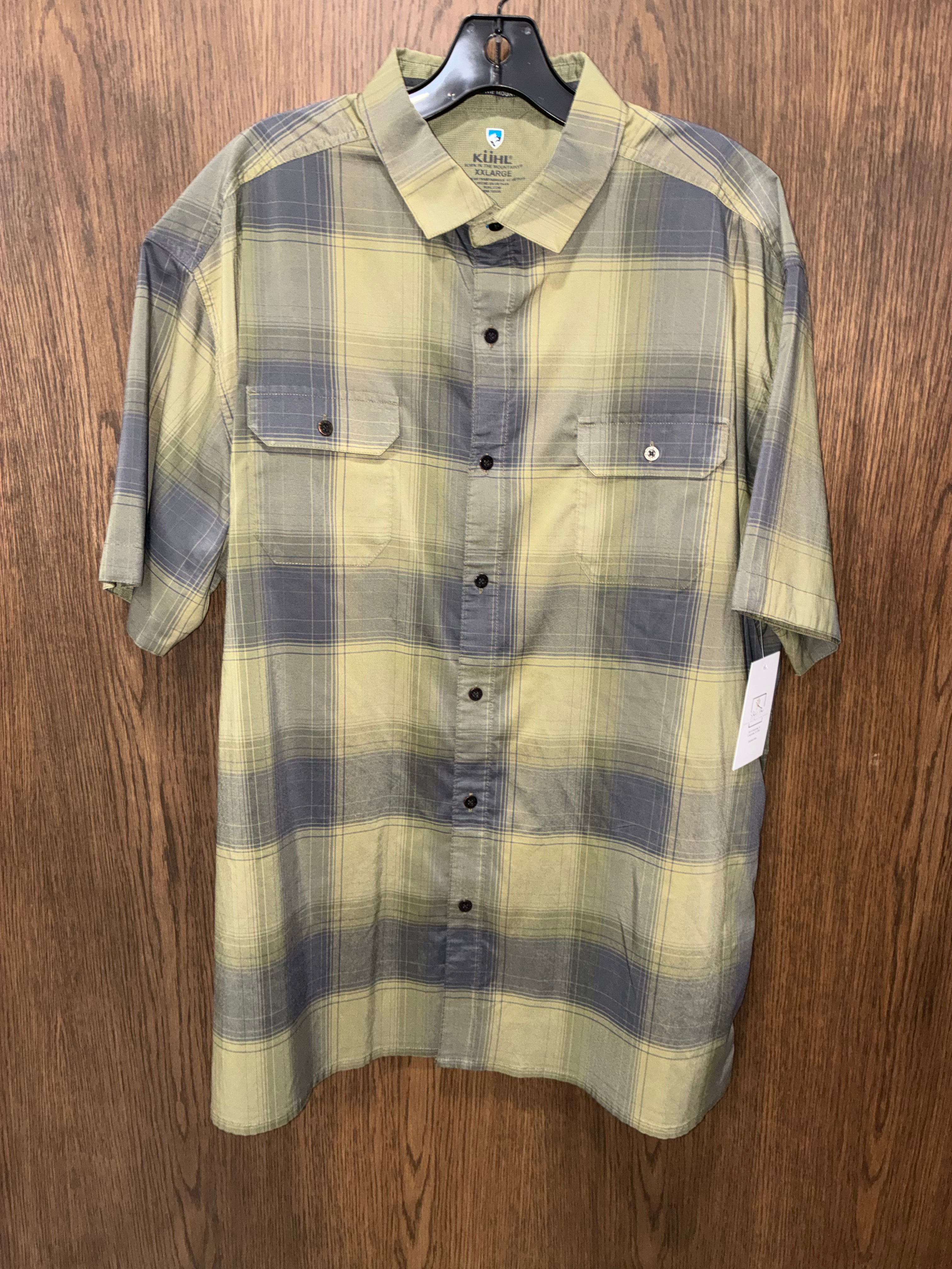 Kuhl Men's Response Short-Sleeve Plaid Button-Up Shirt in Green & Gray  XXL