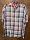 Kuhl Men's Response Short-Sleeve Plaid Button-Up Shirt in Rust and Blue XXL