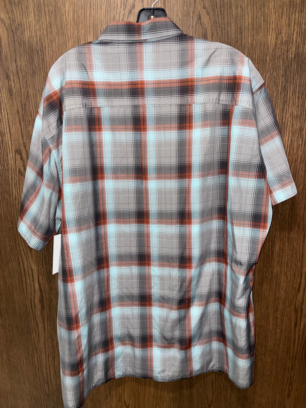 Kuhl Men's Response Short-Sleeve Plaid Button-Up Shirt in Rust and Blue XXL