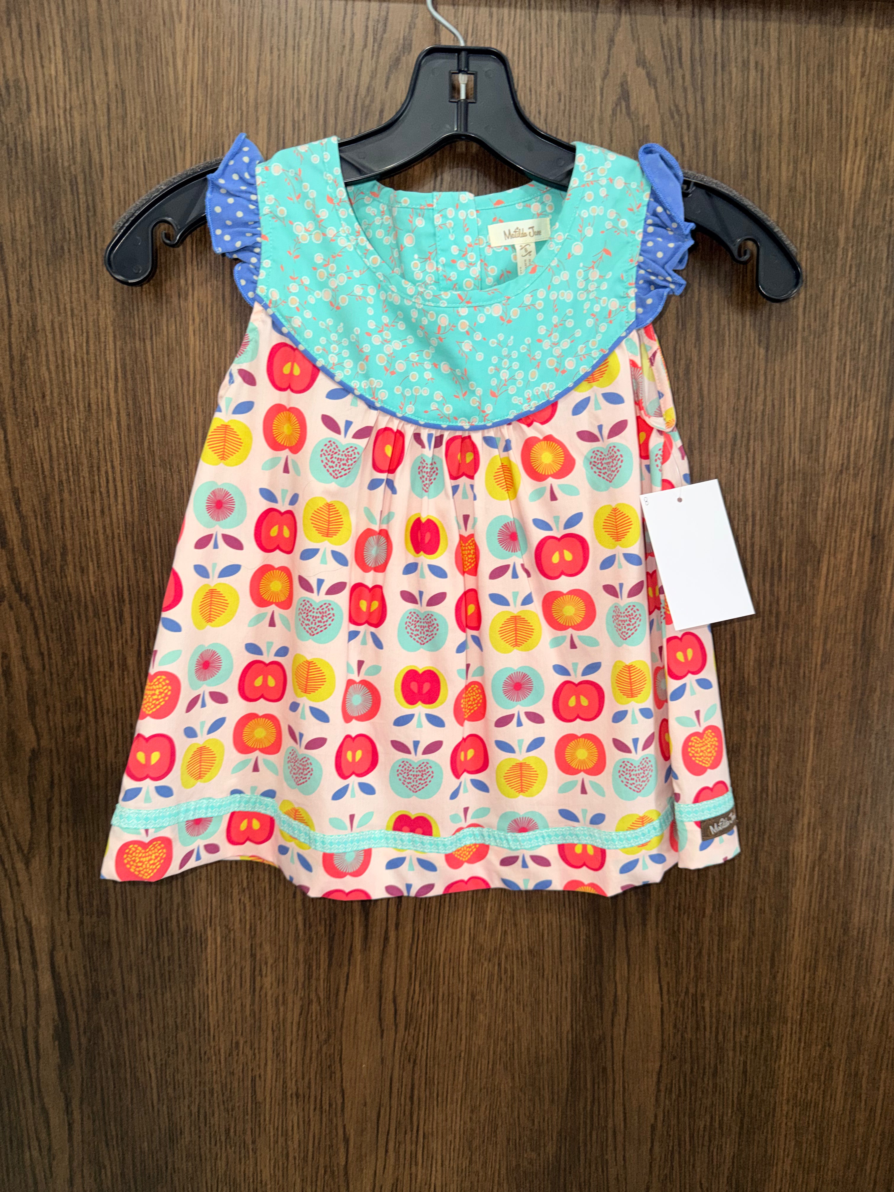 Matilda Jane Girls Apple Print Lucia Shabby Friends Forever Tunic Top Size 8