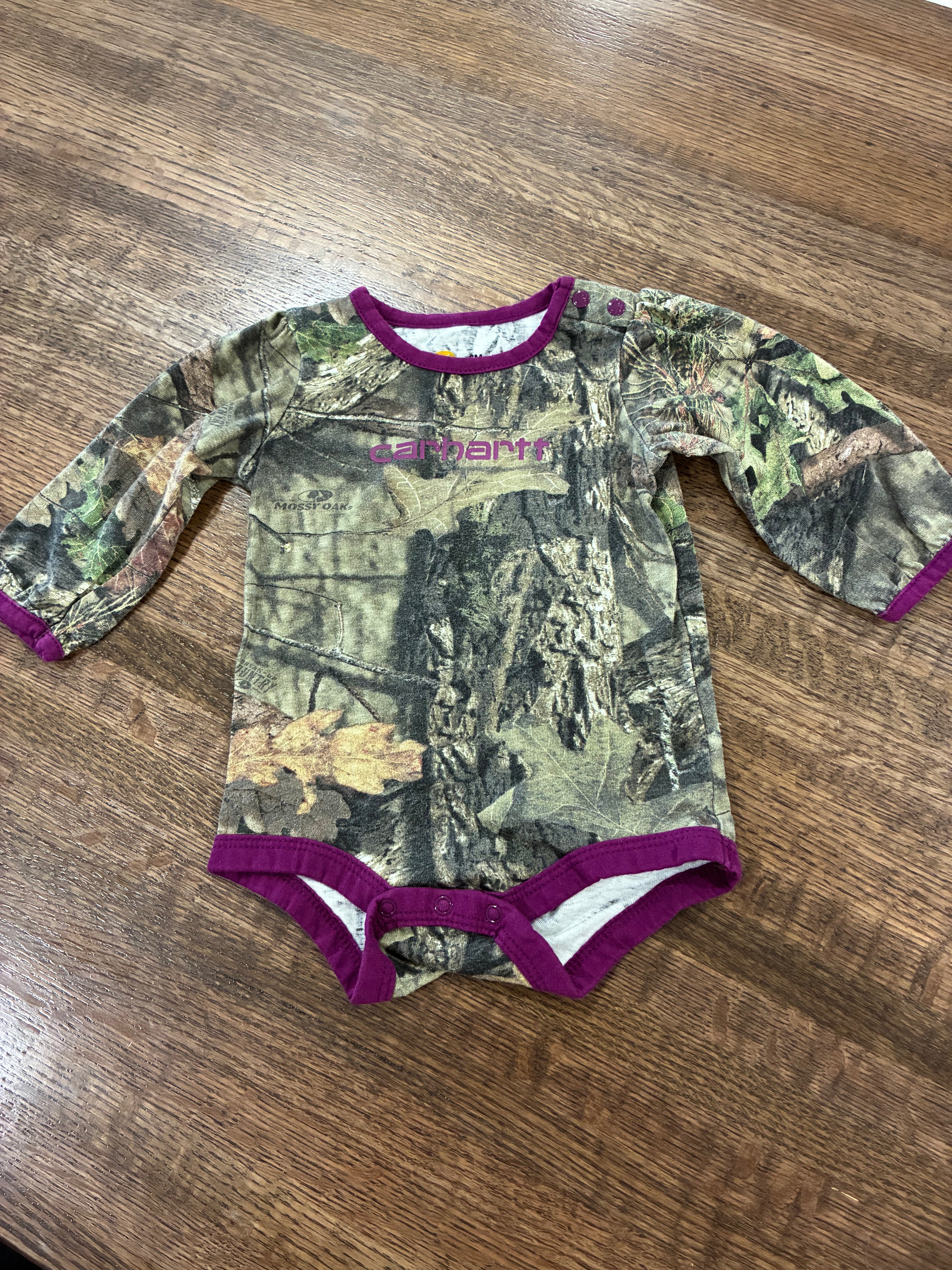 Carhartt Baby Girls Camo Long Sleeve Onesie Size 6 Months