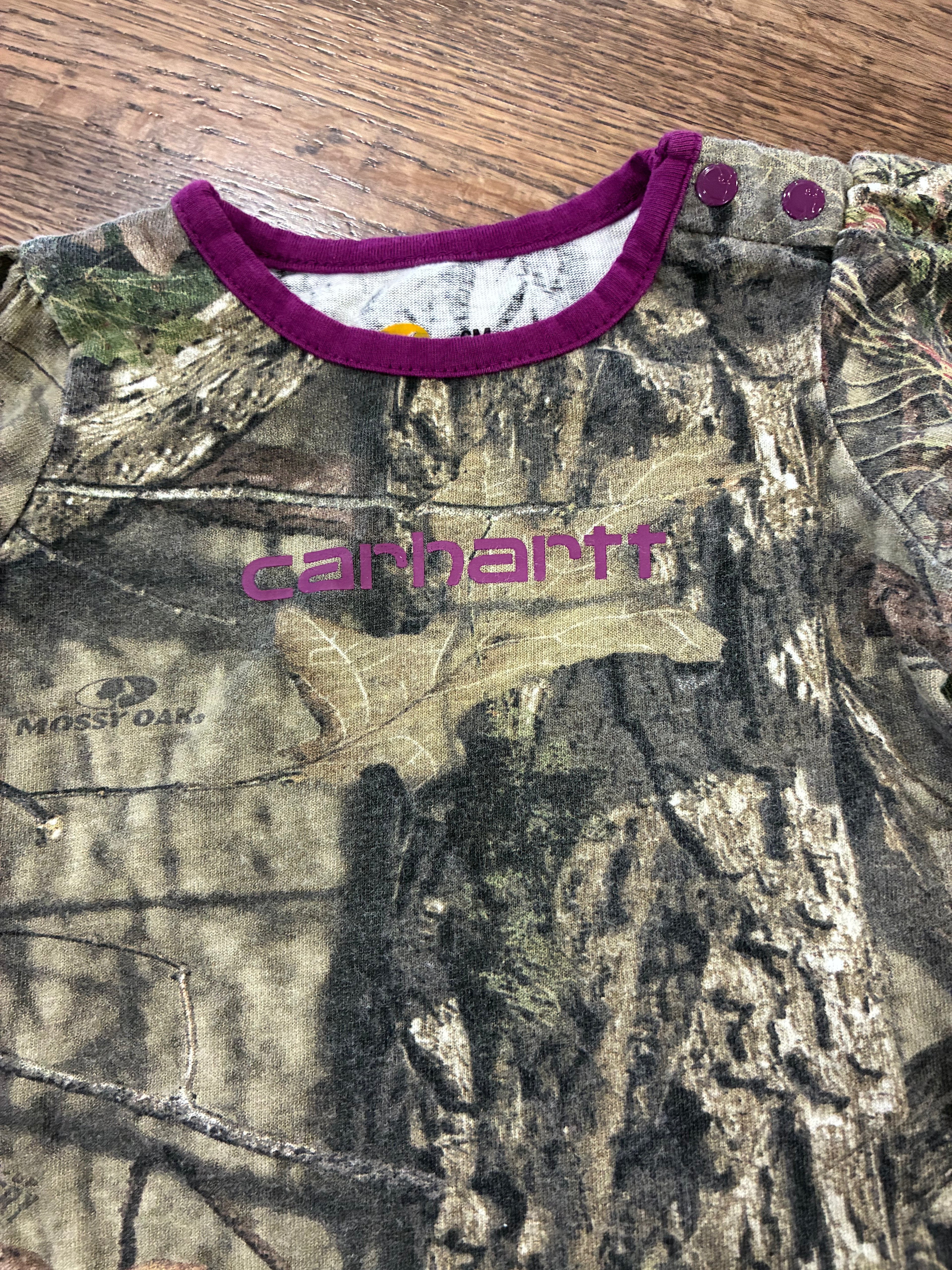 Carhartt Baby Girls Camo Long Sleeve Onesie Size 6 Months