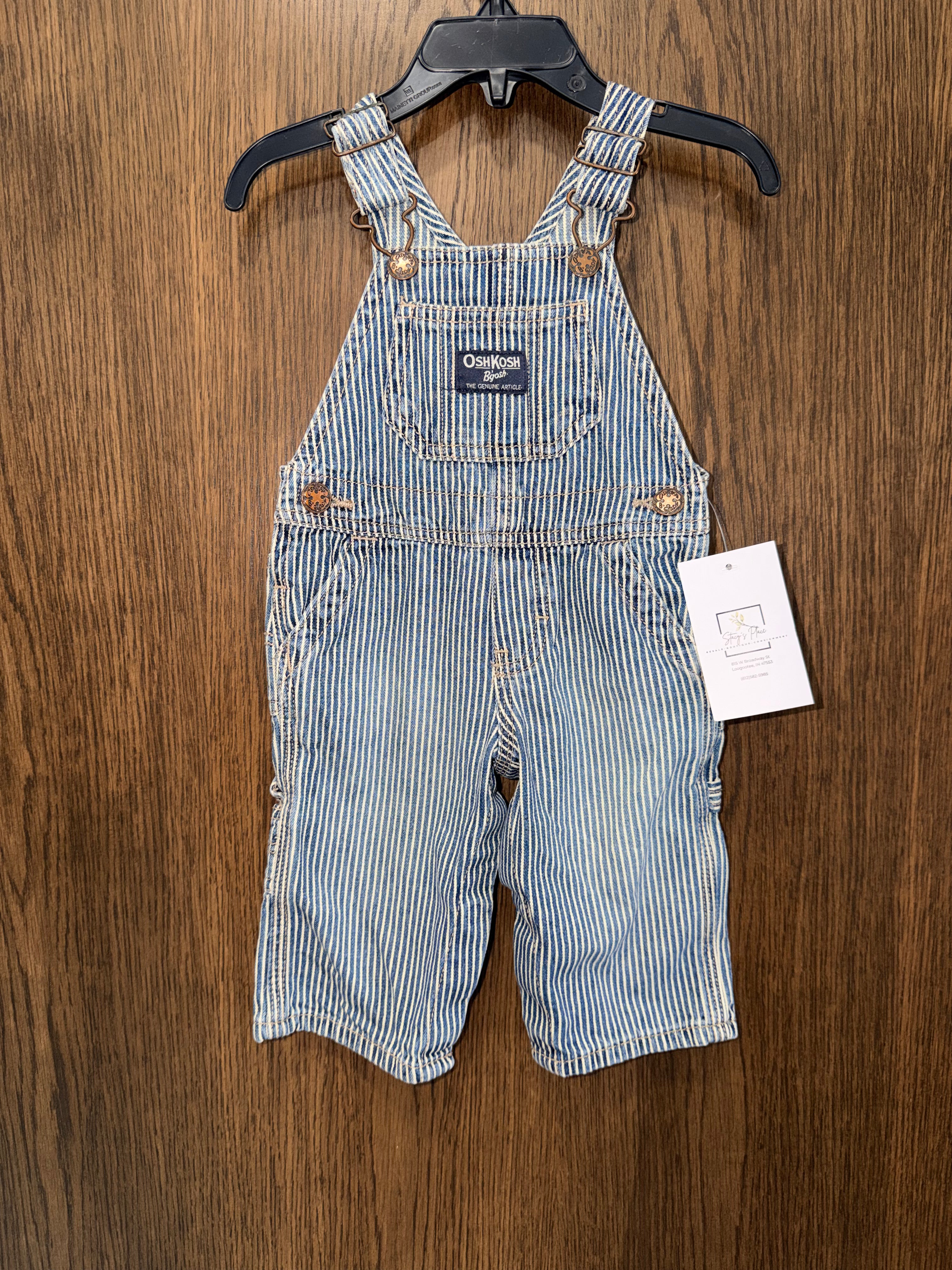Osh Kosh Vintage Striped Overalls 6mos