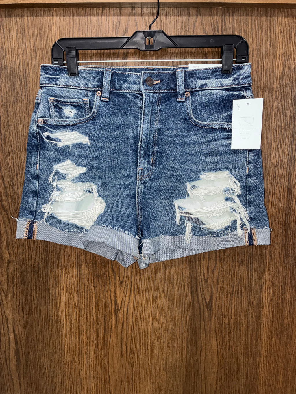 American Eagle Mom Super High Rise Shorts Stretch Size 8 NWT