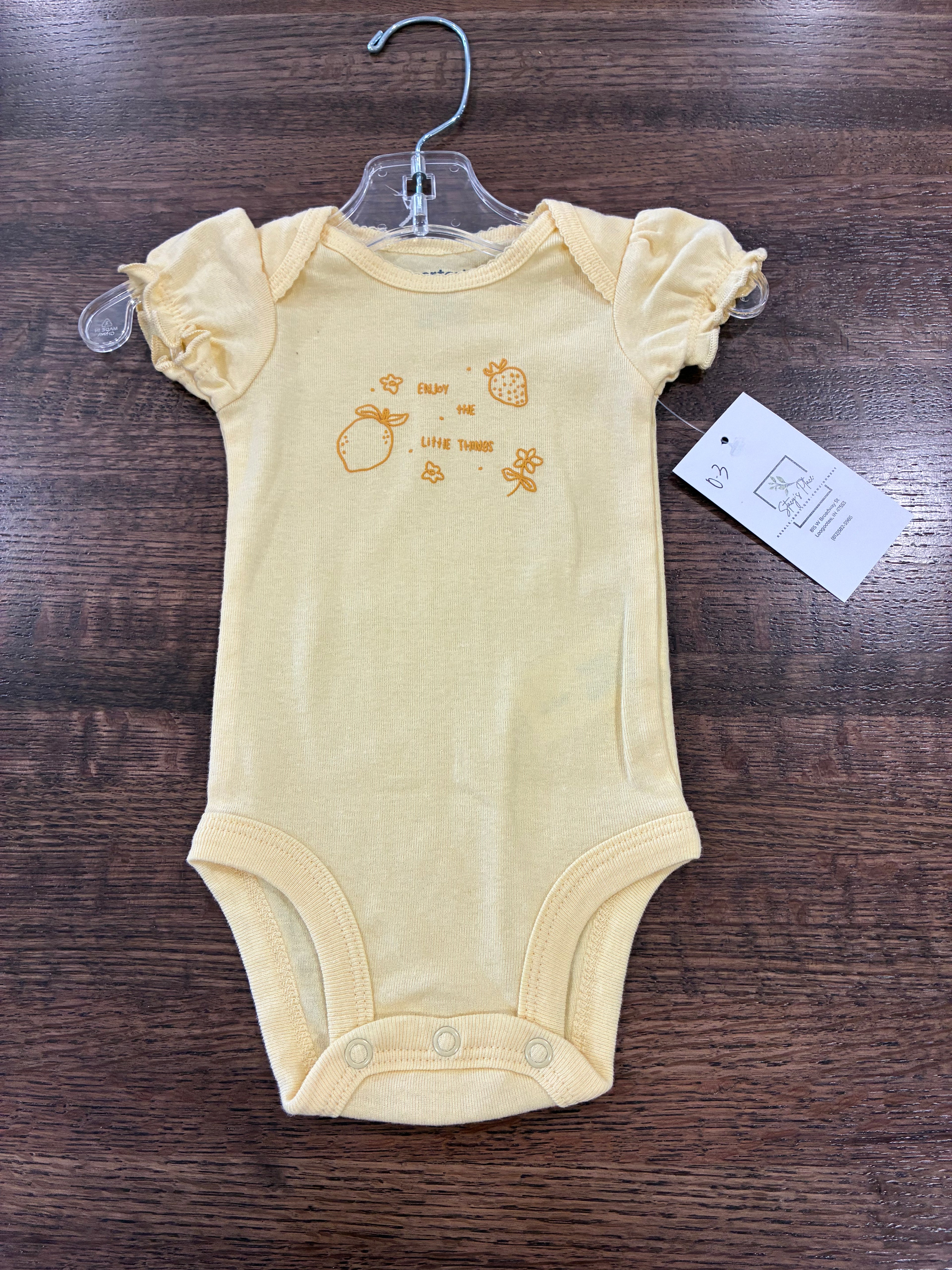 Carters Girls Yellow Onesie 0-3 Months New