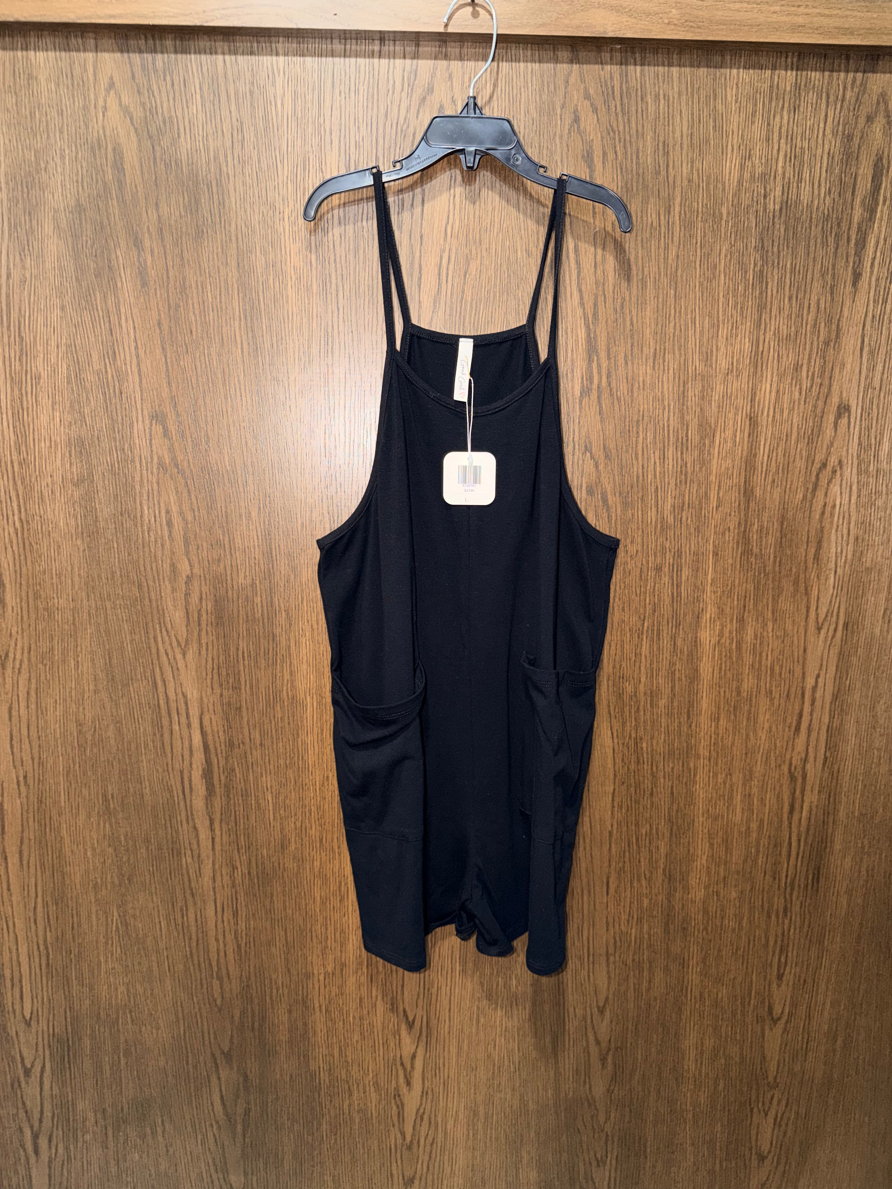 Good Girls NWT Shortie Romper Overall Jumpsuit YM 10/12 Black