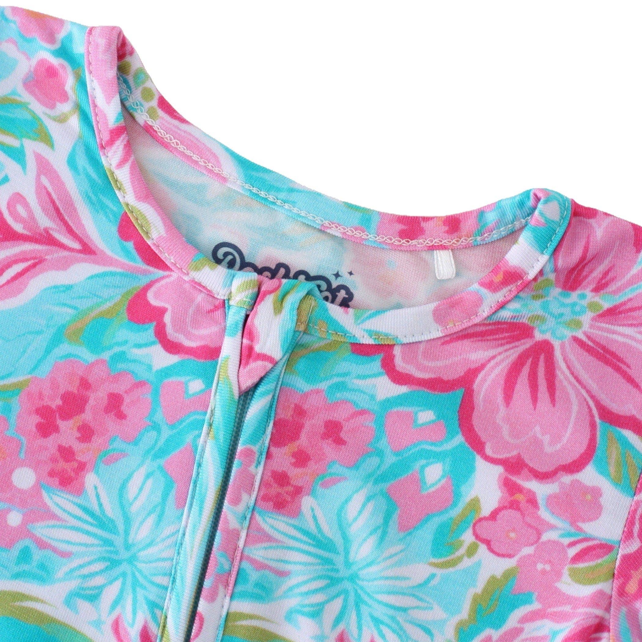 PoshTOT Summer Floral Bamboo Baby Convertible Zippy Romper: 2T