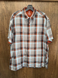Kuhl Men's Response Short-Sleeve Plaid Button-Up Shirt in Orange and Gray XXL