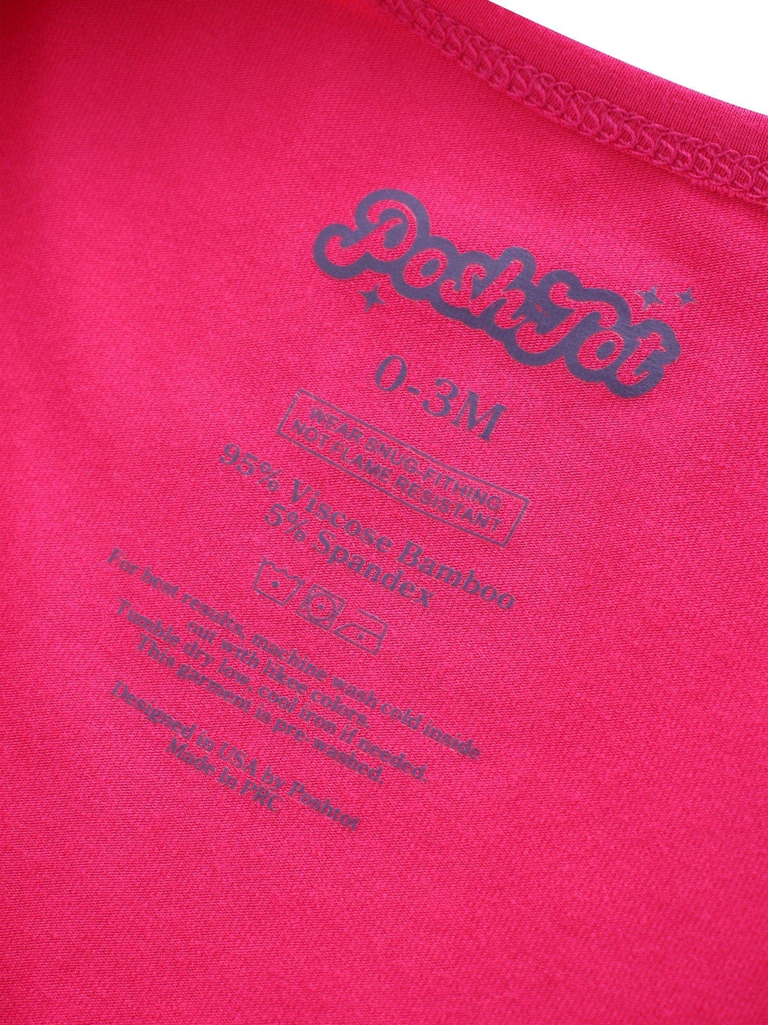 PoshTOT Hot Pink Bamboo Baby Convertible Zippy Romper: 9-12M