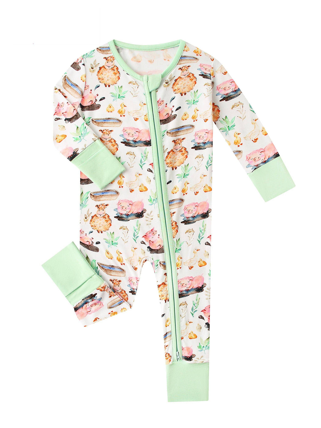 PoshTOT Little Yellow Sheep Bamboo Baby Convertible Zippy Romper: 12-18M