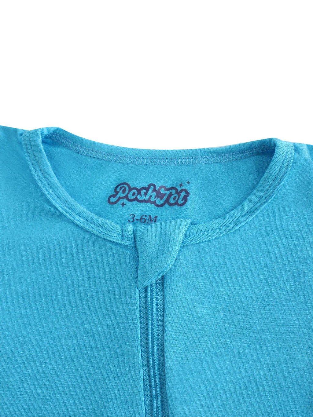 PoshTOT Blue Bamboo Baby Convertible Zippy Romper: 3-6M