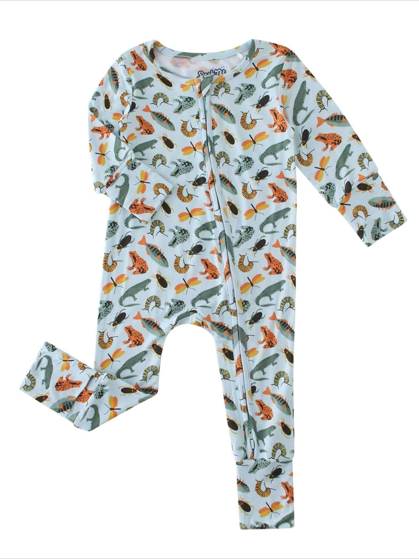 PoshTOT Lizards & Bugs Bamboo Baby Convertible Zippy Romper: 18-24M