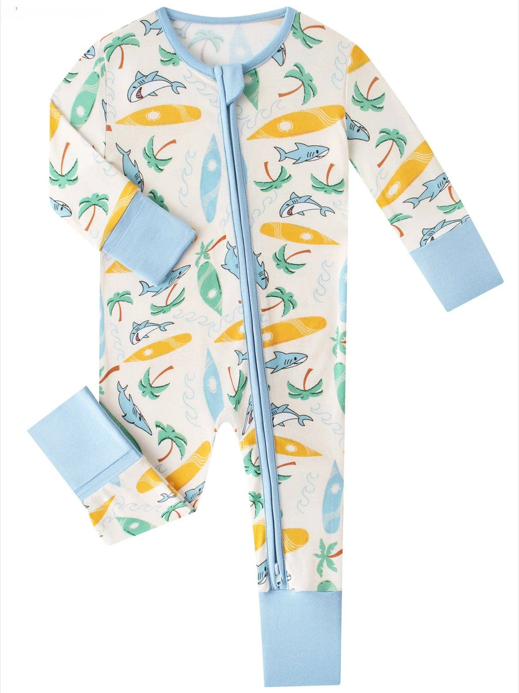 PoshTOT Beach Surfing Bamboo Baby Convertible Zippy Romper: 0-3M