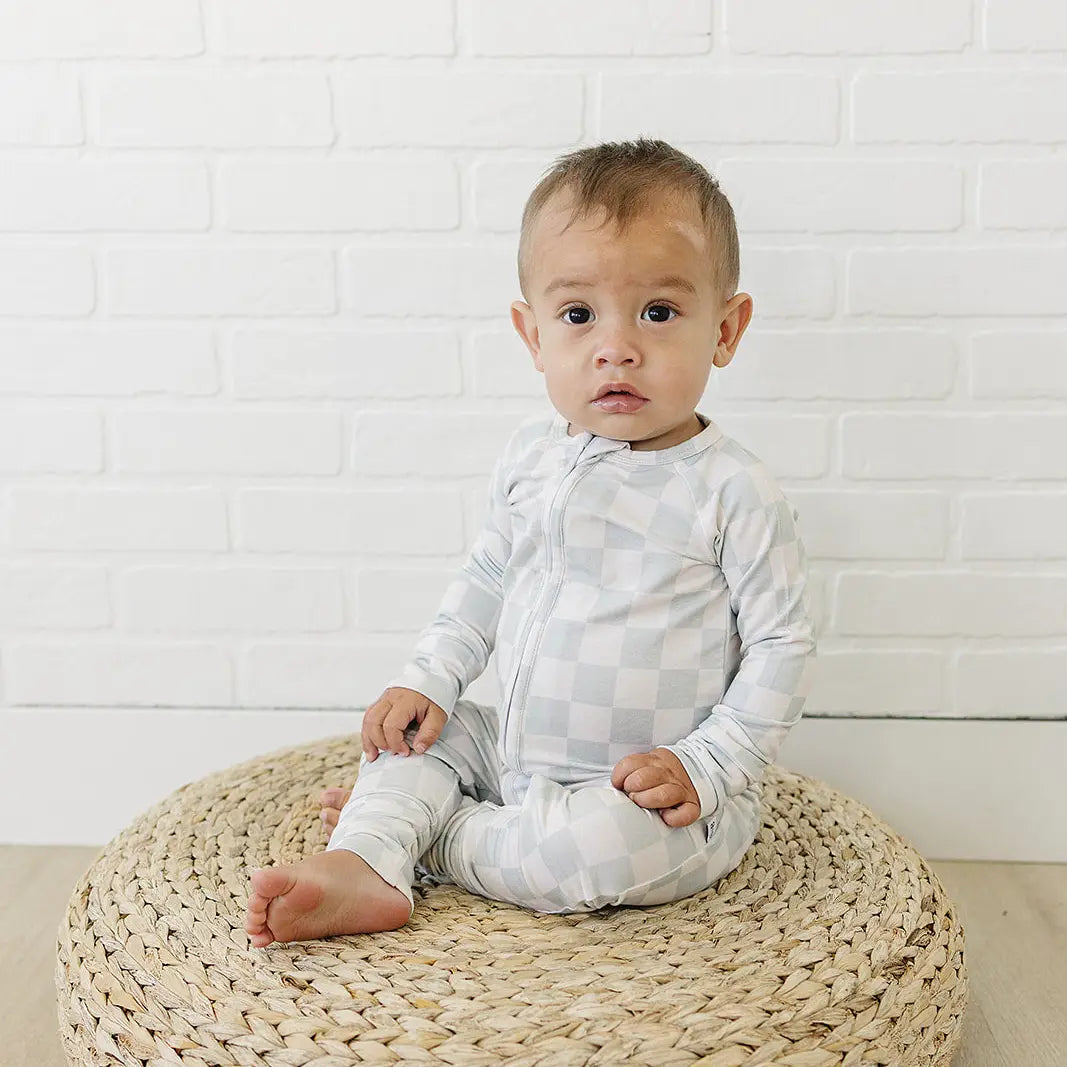 Ava+Oliver Bamboo Ocean Checkers Convertible Zippy Romper 12-18mos NWT