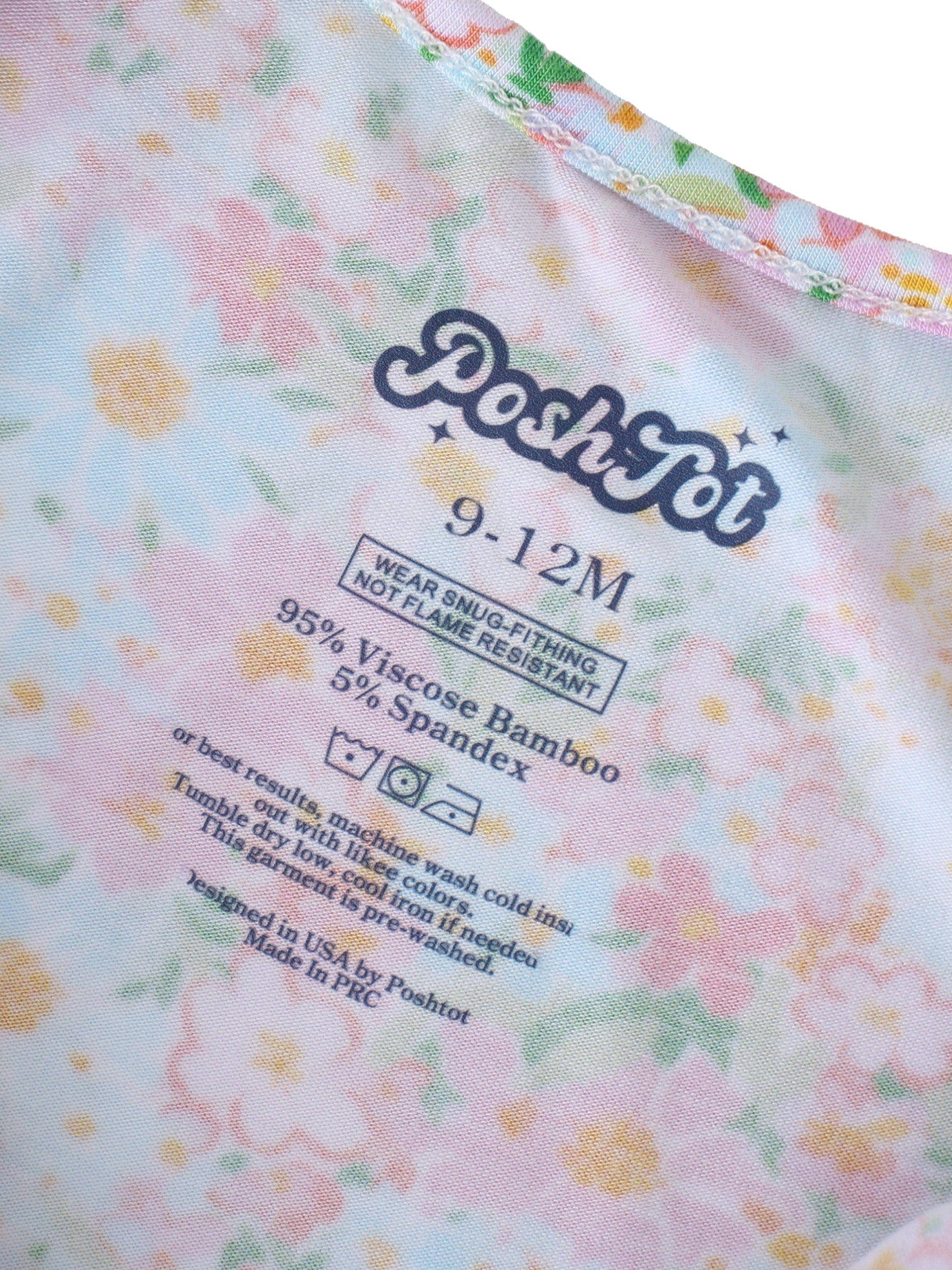 PoshTOT Spring Floral Bamboo Baby Convertible Zippy Romper: 0-3M