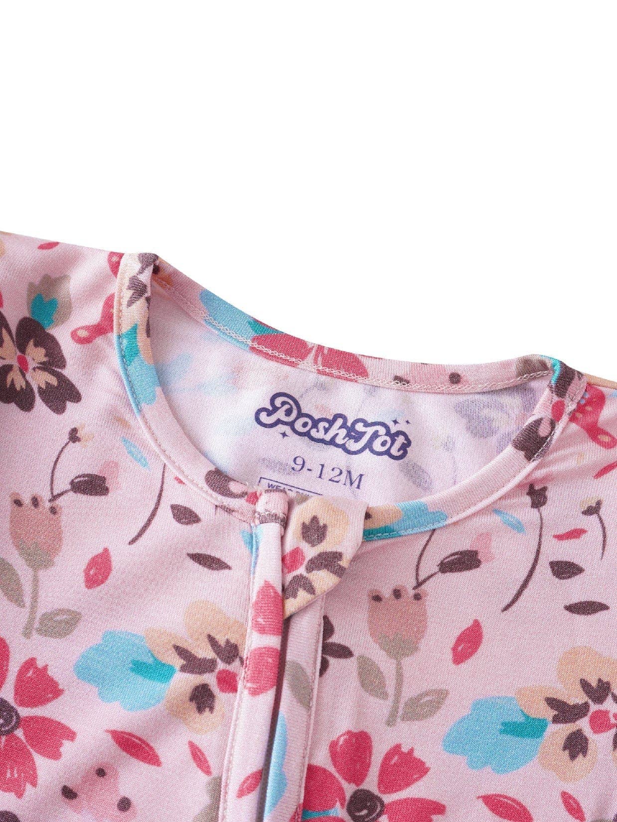 PoshTOT Butterfly Bamboo Baby Convertible Zippy Romper: 6-9M