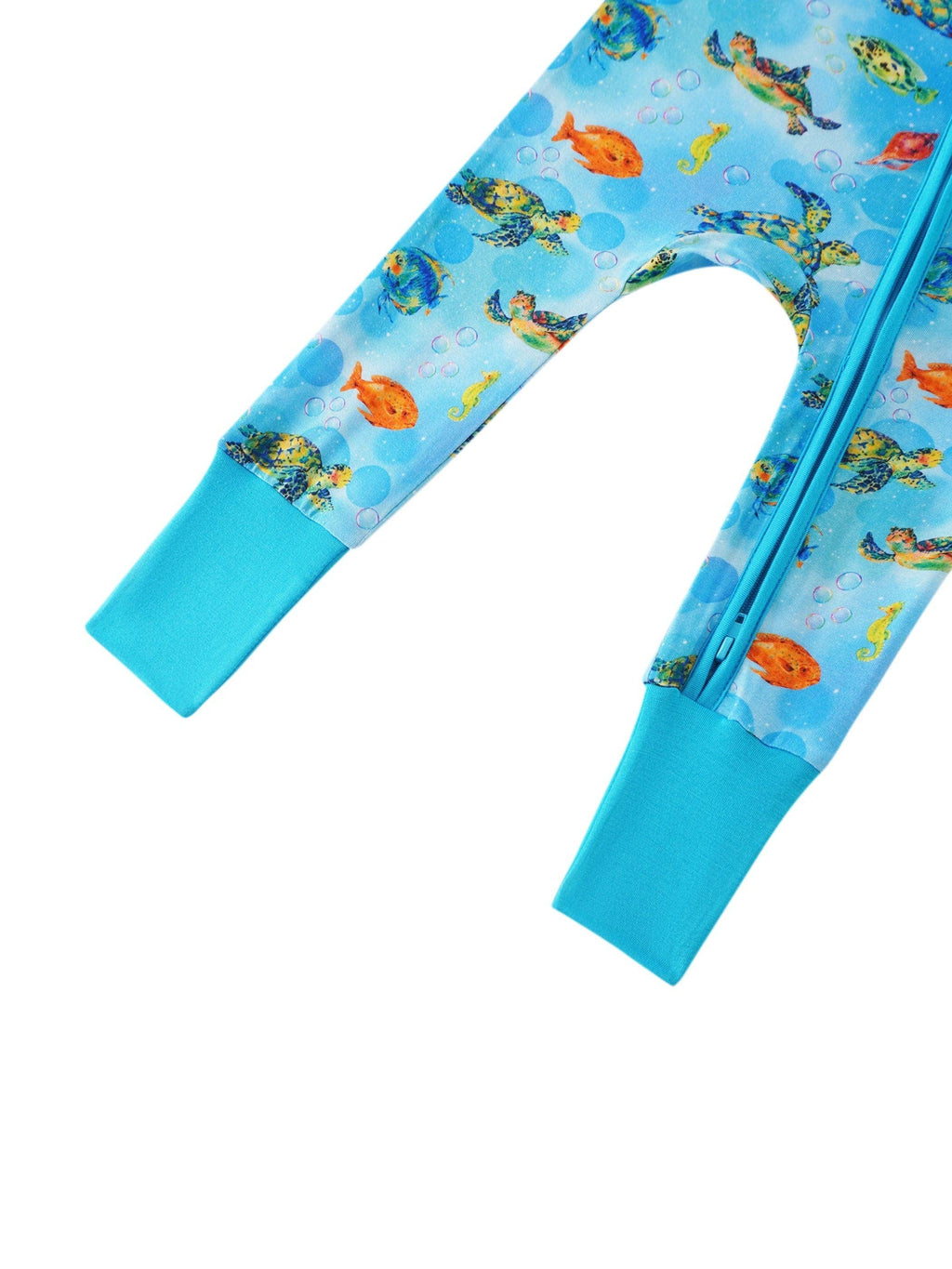 PoshTOT Sea Turtle Bamboo Baby Convertible Zippy Romper: 12-18M