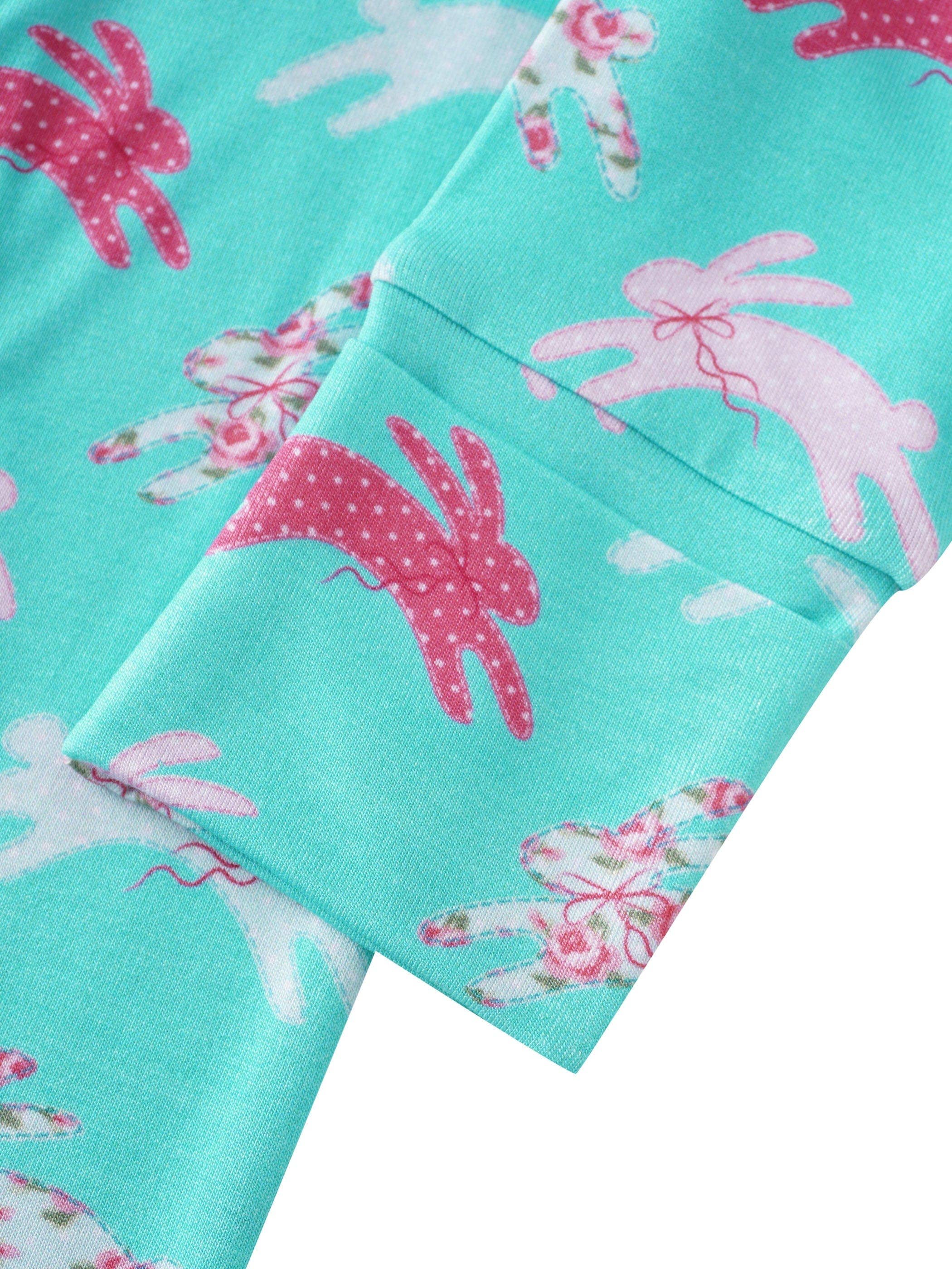 PoshTOT Little Flower Rabbit Bamboo Baby Convertible Zippy Romper: 3-6M